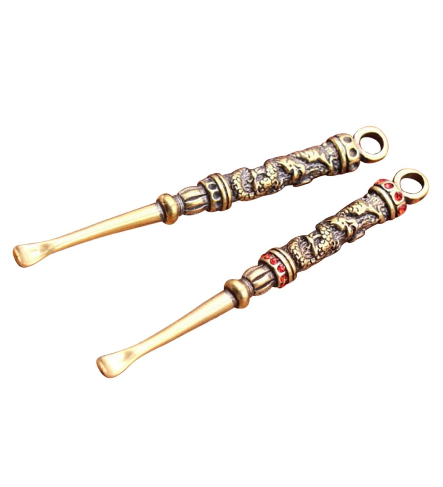 2pcs Healeved Ear Spoons: Ear Wax Remover & Pendant Dragon Keychain - Brass Ear Cleaner Tool - Buy Online on GoSupps.com