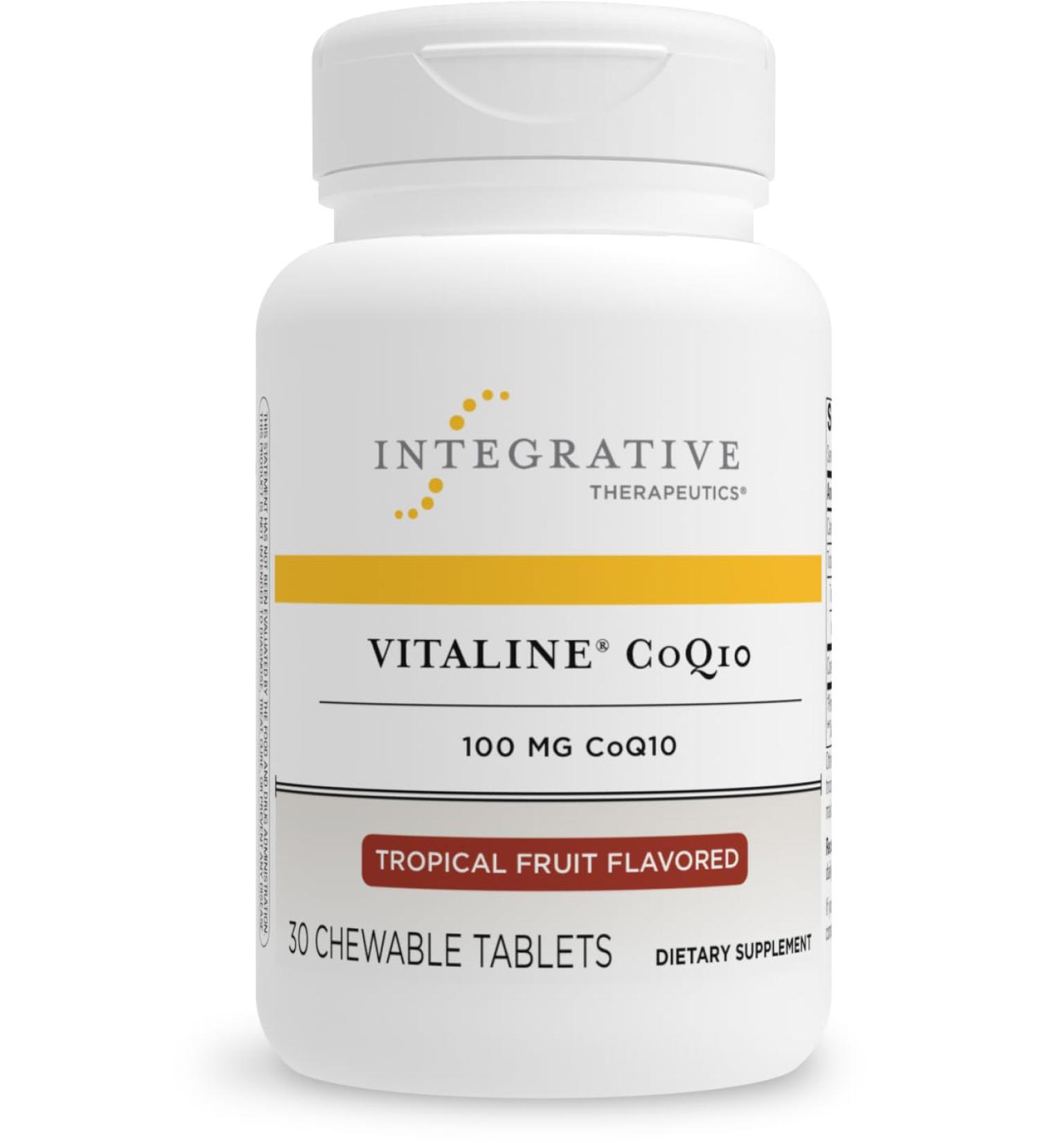 Integrative Therapeutics Vitaline CoQ10 100 mg - Vegan Tropical Fruit Chewable Wafers for Brain & Heart Health - Dairy Free - 30 Count - Buy Online on GoSupps.com