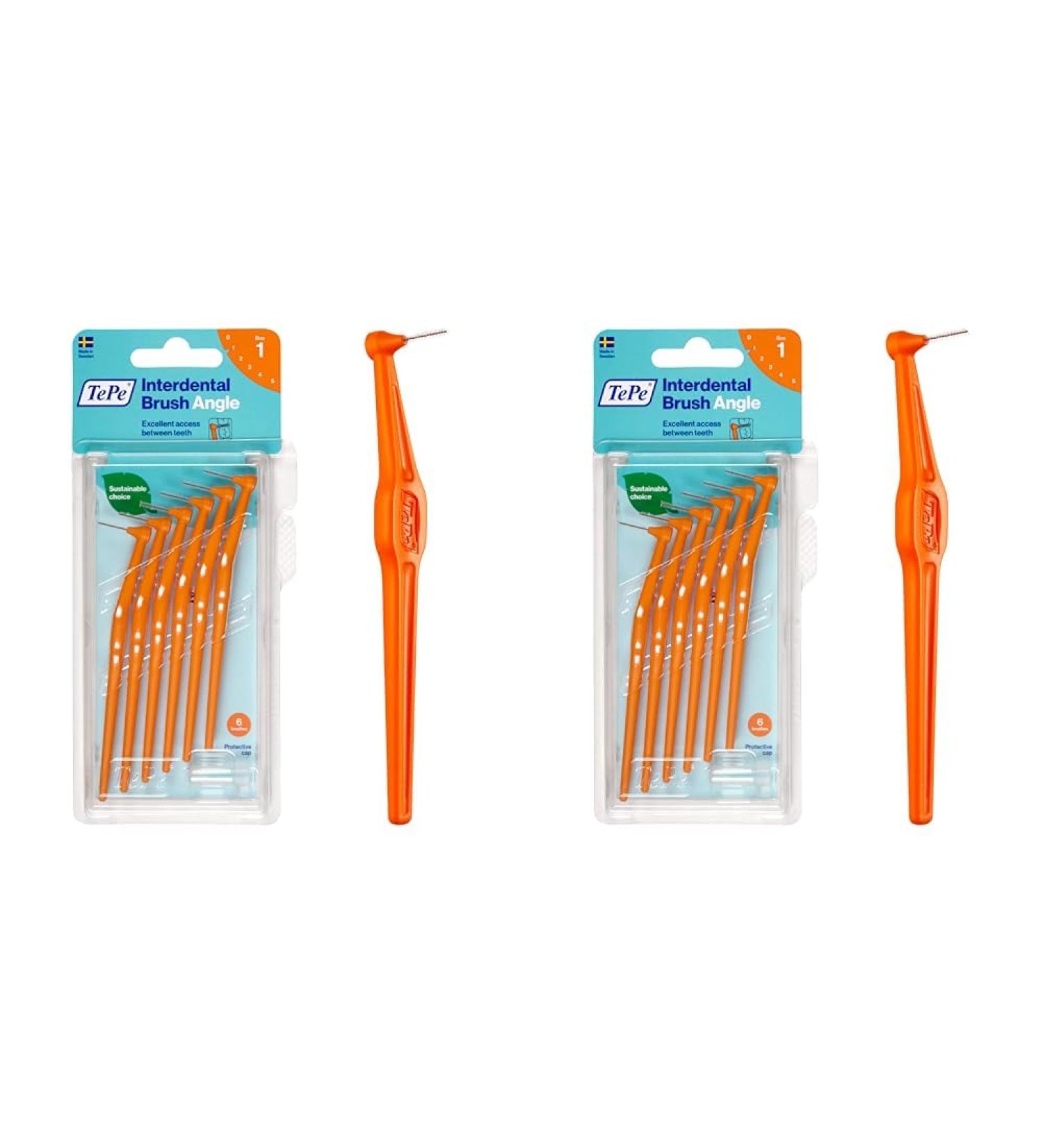 TEPE Angle Interdental Brushes - 6 Pack Set (2 Pack) | Effective Oral Care for Healthy Teeth | International Shipping Available - Buy Online on GoSupps.com