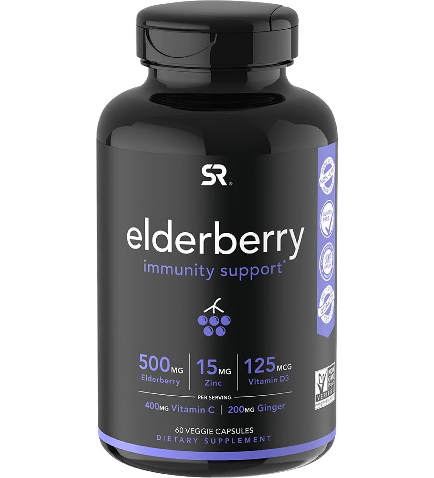 Sports Research Elderberry Complex | 60 Veggie Capsules | Immune Support - Buy Online on GoSupps.com