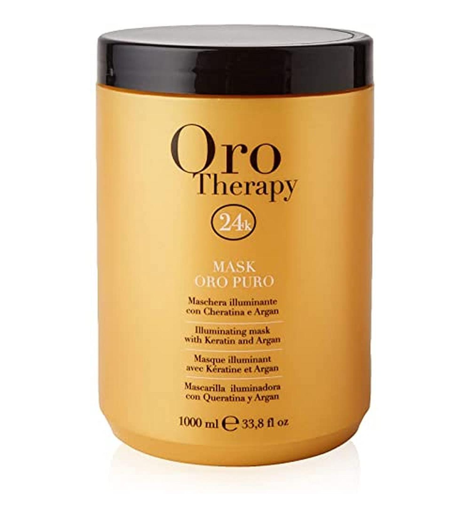 Fanola Oro Puro Keratin Argan Mask 1000ml - Illuminating Formula, 33.8 Fl Oz - Buy Online on GoSupps.com