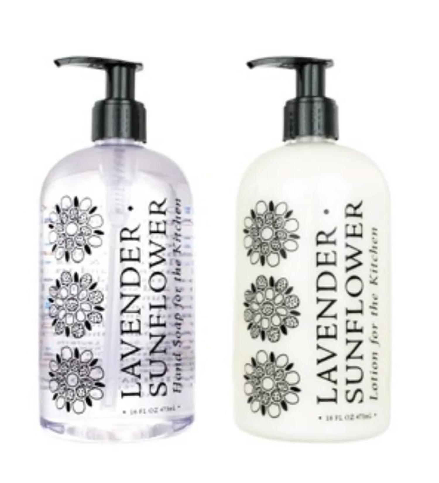 Greenwich Bay Kitchen Collection LAVENDER SUNFLOWER Scented Liquid Hand Soap & Lotion Combo with Shea Butter - 16 fl oz Pump Bottles