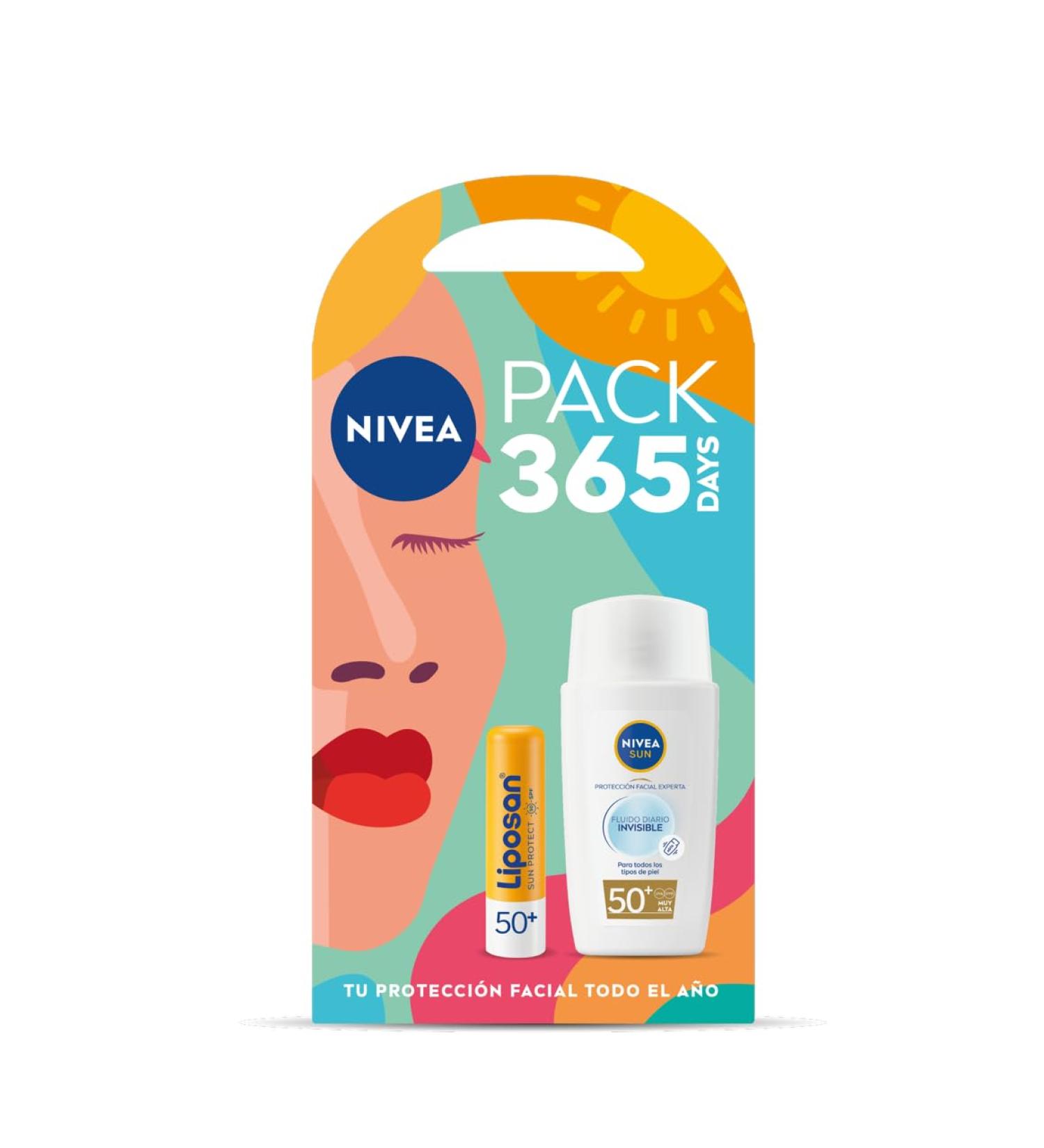  NIVEA SUN NIVEA Sun Face Sunscreen Sun Protection NIVEA SUN Daily Invisible Fluid Face Sunscreen SPF 50+ (1 x 40ml) + Liposan Sun Protect SPF 50 (1 x 4.8g) - Buy Online on GoSupps.com