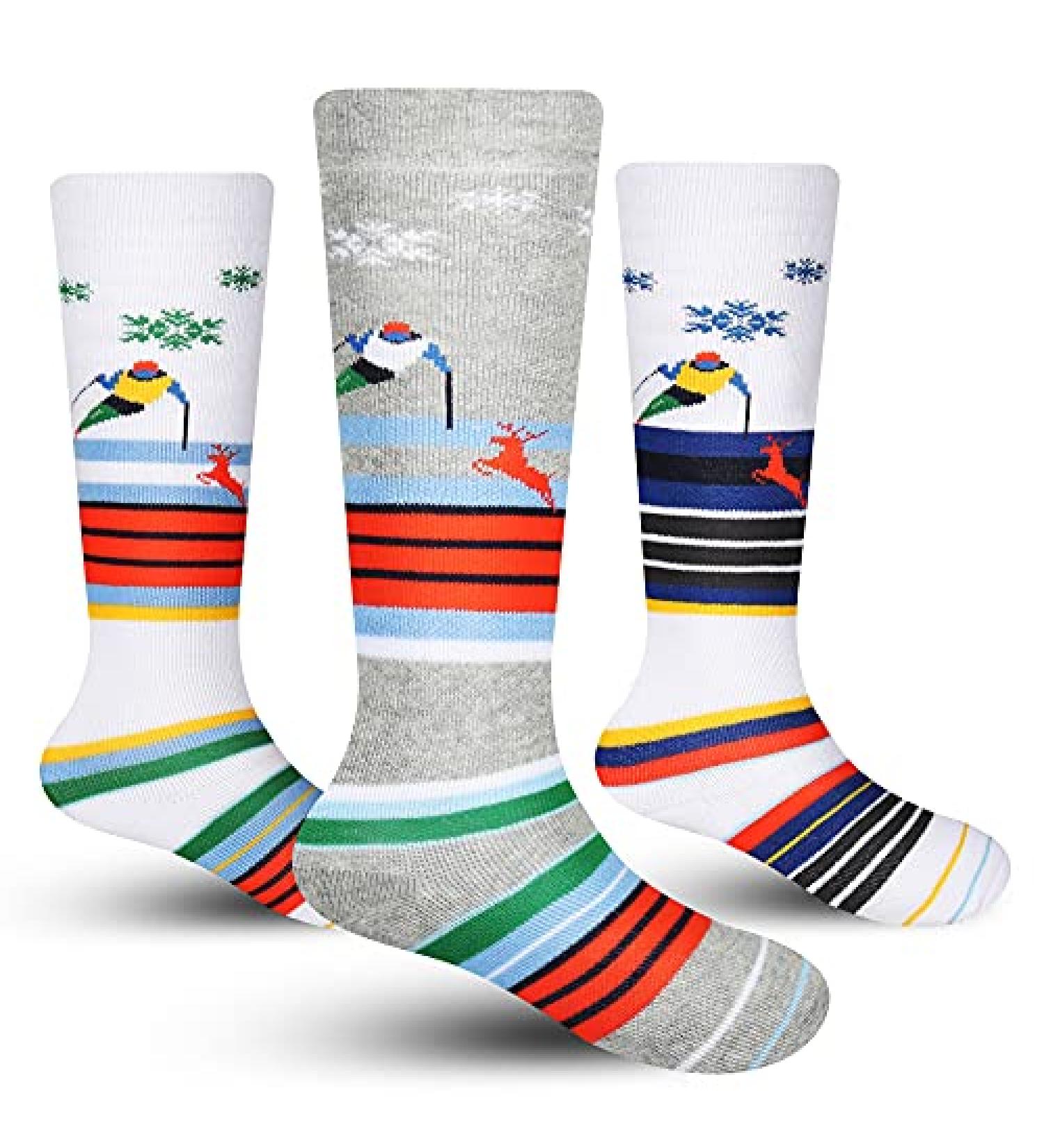 DKM Kids Ski Socks - Winter Warm 3 Pack for Boys and Girls, Skiing, Snowboarding, Skating - Christmas & New Years Gift (Gray/Green/Blue) - Buy Online on GoSupps.com