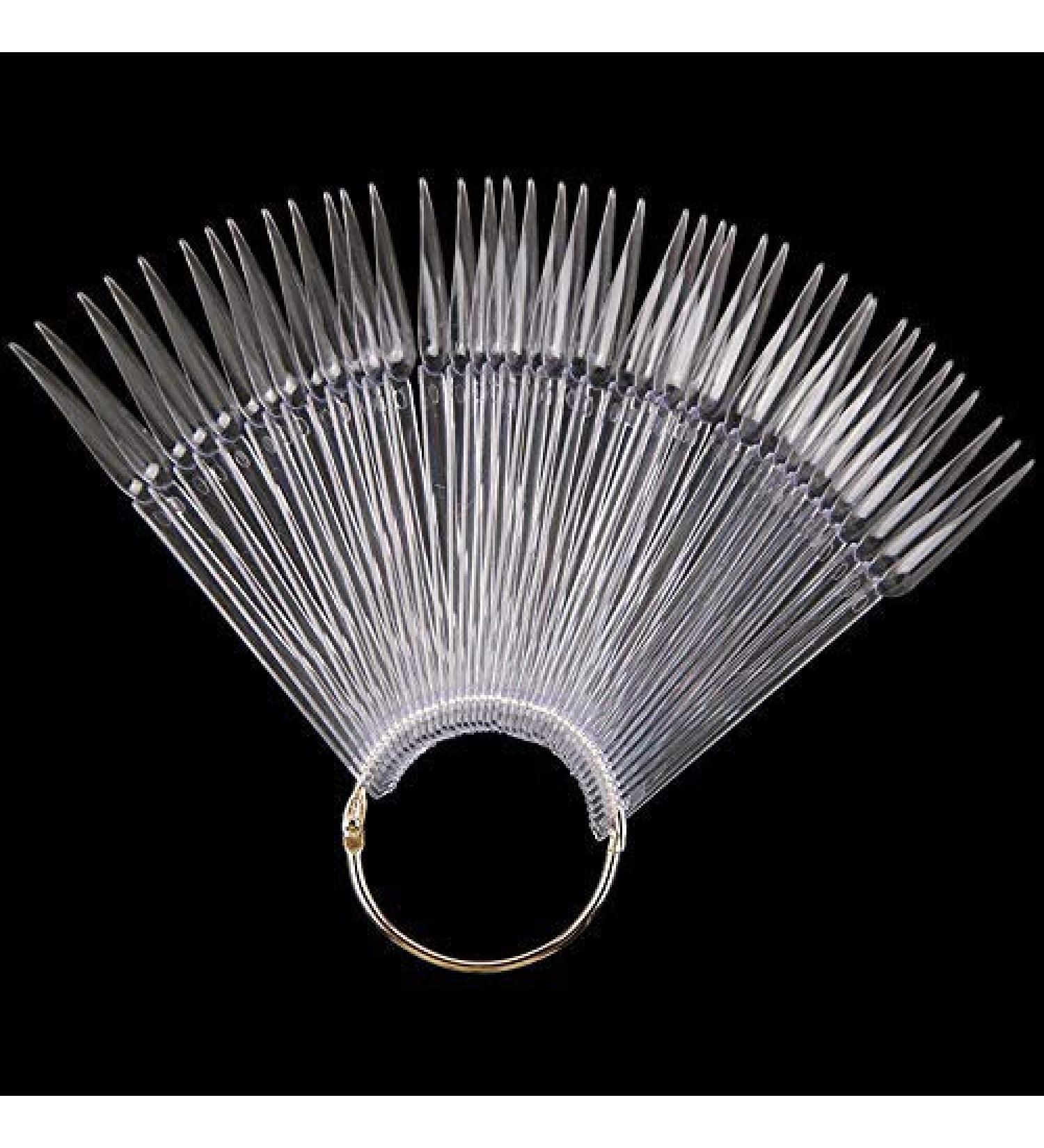 Artlalic Art Nail 40 pieces artificial nails nail art exercise tools nail polish color display stiletto sharp shape with metal ring natural clear color (transparent)