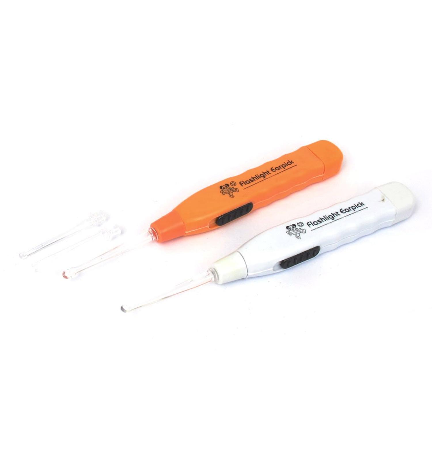 Qtqgoitem Plastic Handle Flashlight Earpick Ear Wax Clean Tool 2pcs Orange White (Model: a3f 06a 04c 7d7 BBB)