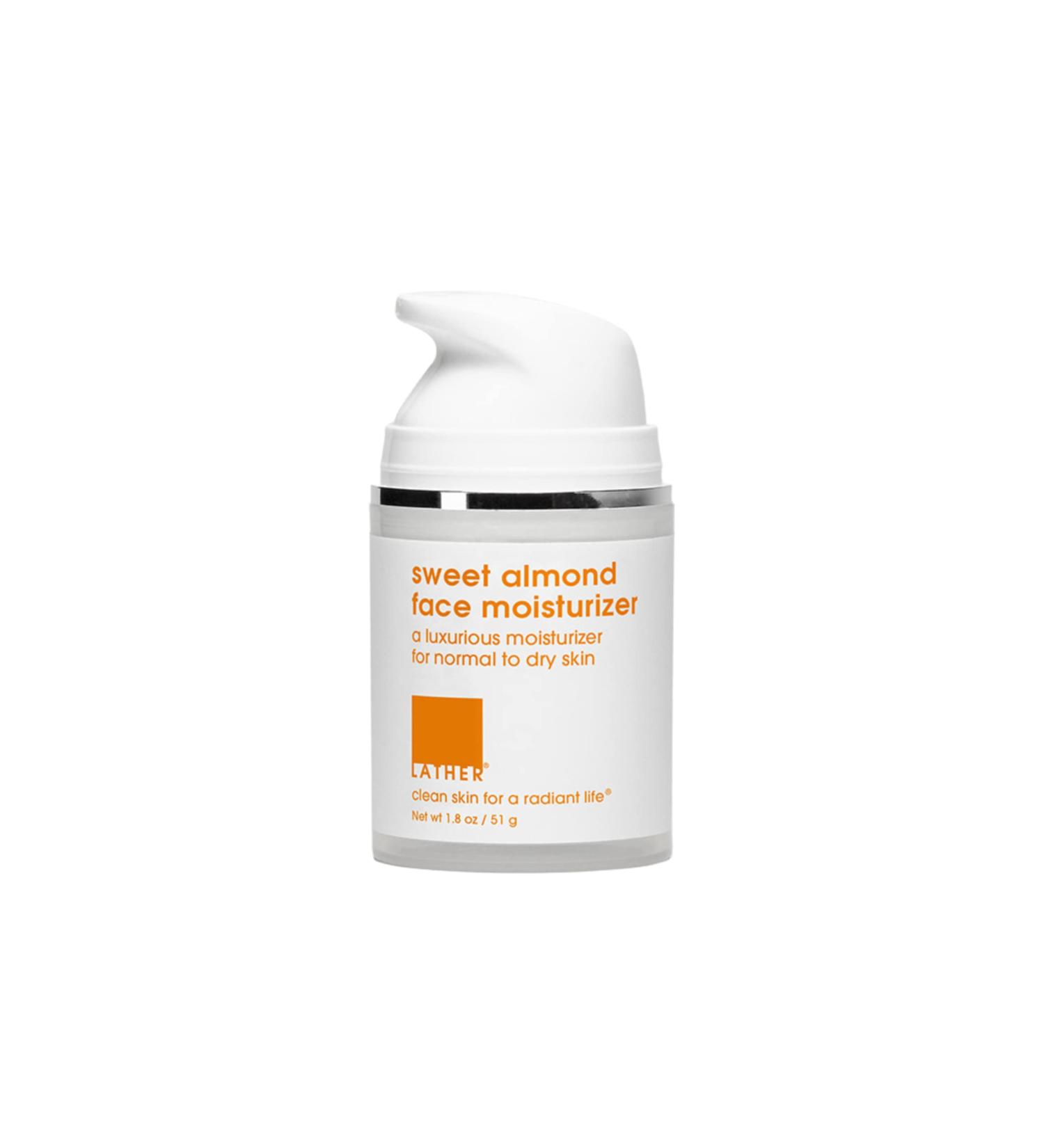 LATHER Sweet Almond Face Moisturizer - Hydrating Lotion for All Skin Types - Gentle Light Formula for Men & Women - 2 Fl Oz - Buy Online on GoSupps.com