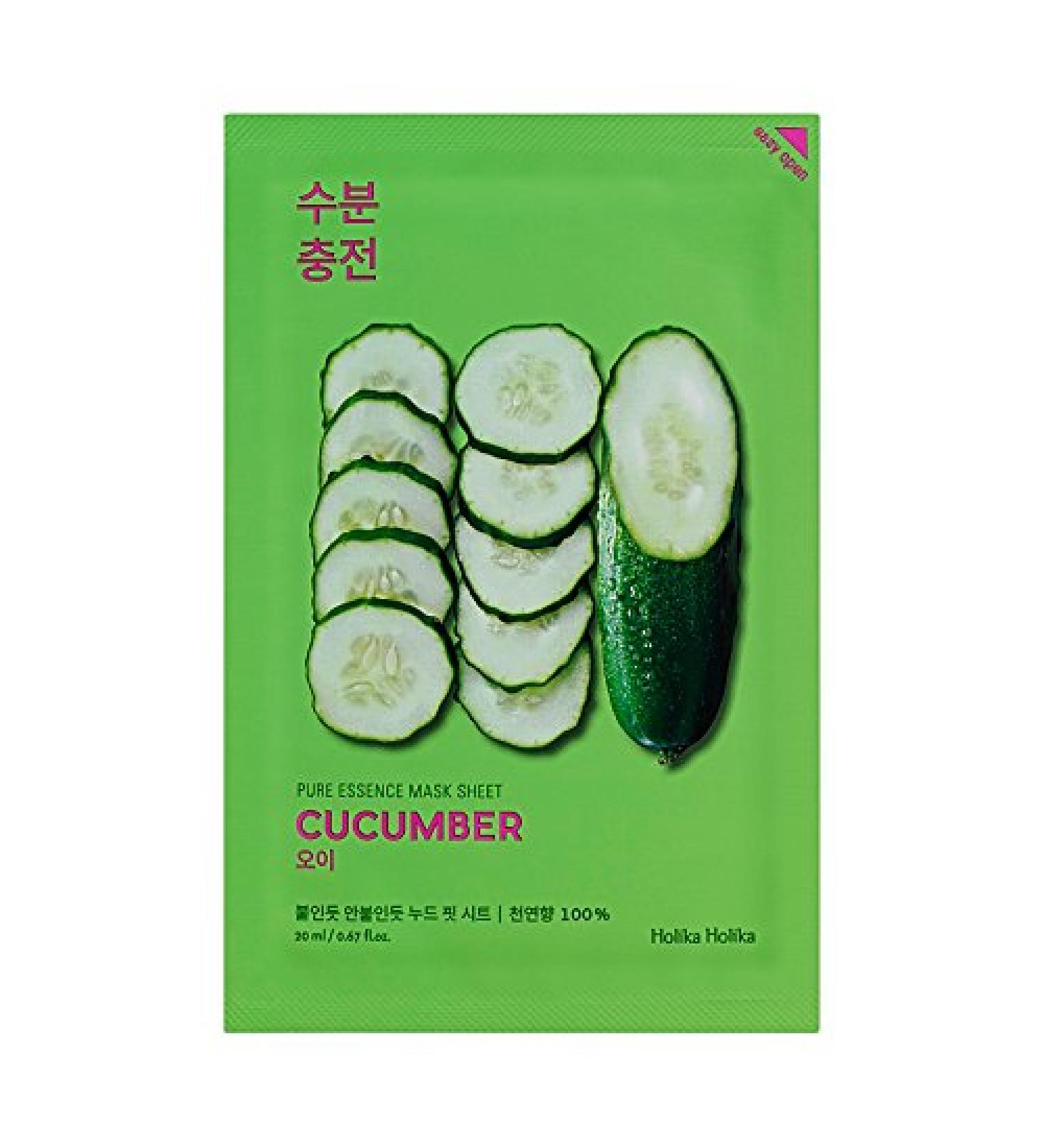 Holika Holika Pure Essence Mask Sheet Cucumber cucumber facial mask Korean cosmetics set 4 pieces - Buy Online on GoSupps.com