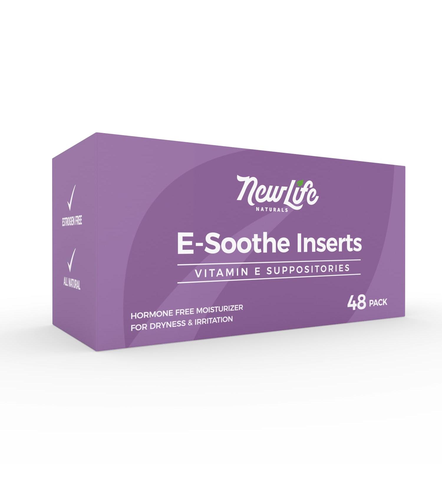 NewLife Naturals Vitamin E Suppositories 38IU - Natural Menopause Support for Vaginal Dryness & Irritation - Estrogen Free Feminine Care - 48 Inserts - Buy Online on GoSupps.com