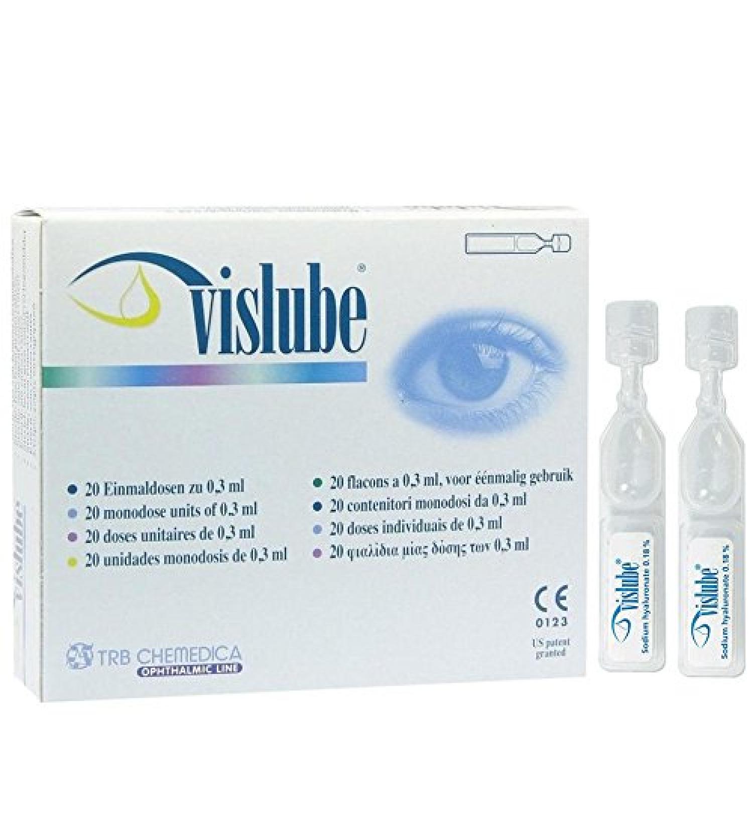 Vislube Sodium Hyaluronate 0.18% Eye Drops - 20x0.3ml for Dry Eye Relief - Buy Online on GoSupps.com