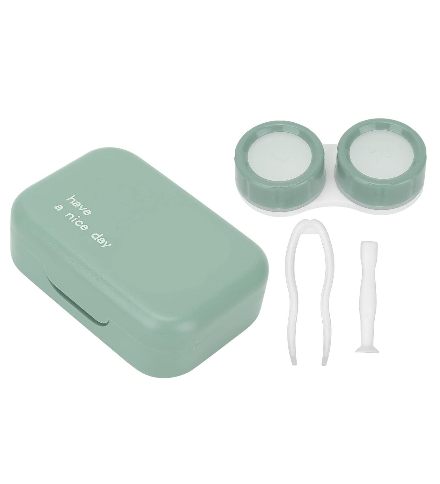 Buy Green Contact Lens Storage Container with Silicone and Mirror | Safe & Compact Contact Lens Etui - Buy Online on GoSupps.com