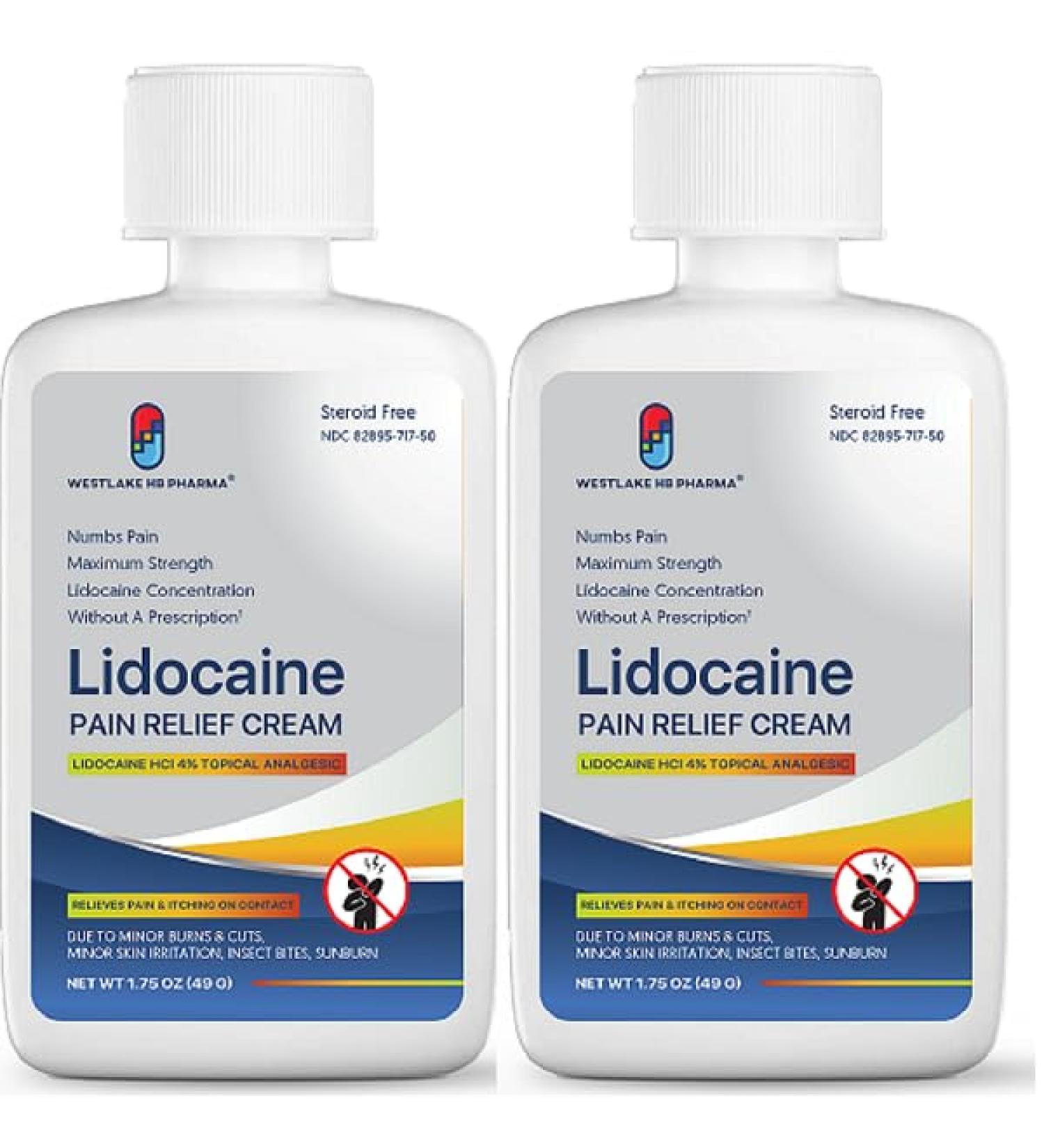 Westlake Lidocaine 4% Muscle & Joint Pain Relief Cream - Maximum Strength OTC (2 Pack) - Fast Shipping Worldwide - Buy Online on GoSupps.com