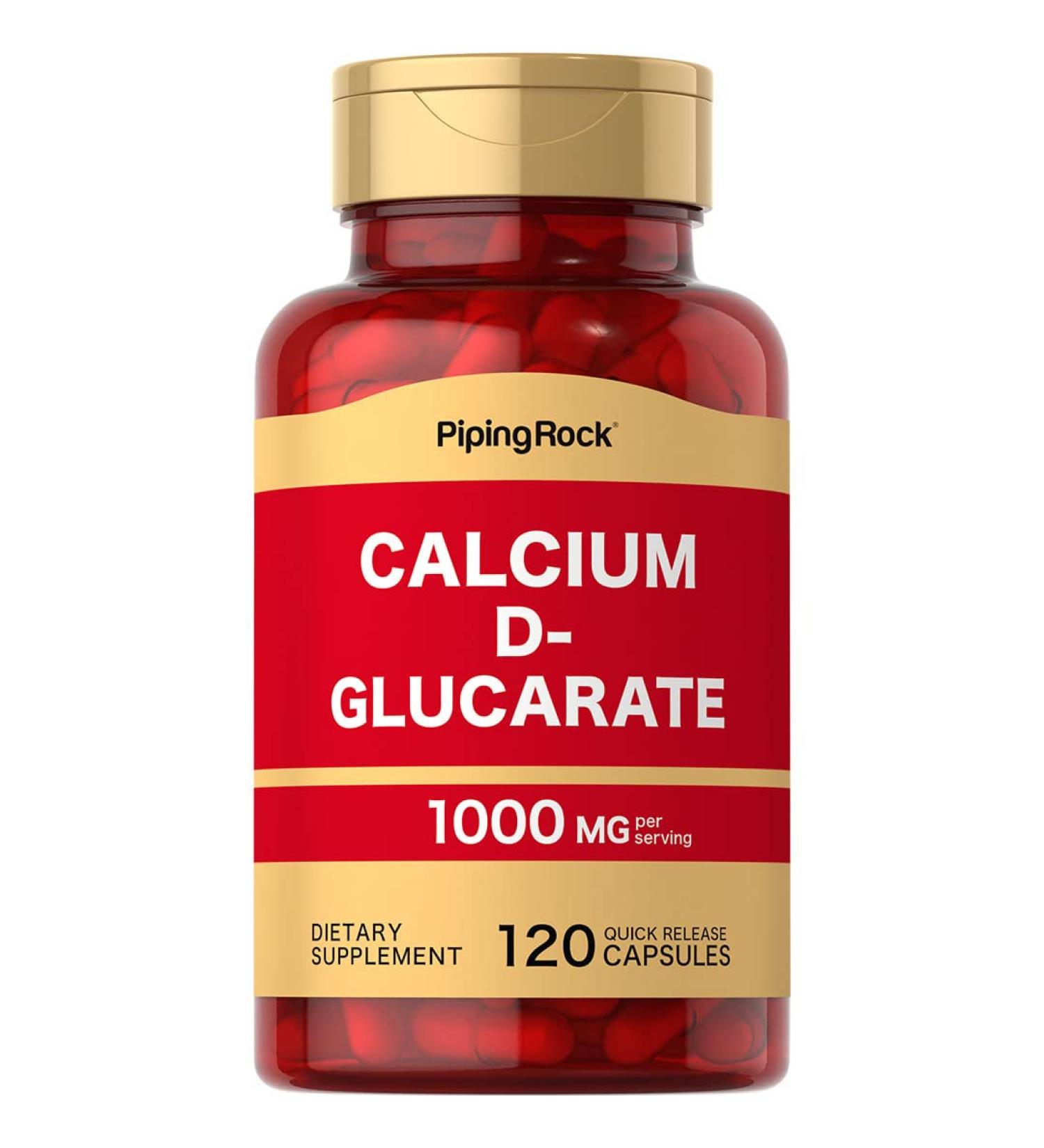 Calcium D Glucarate 1000mg | 120 Capsules | Non-GMO & Gluten-Free | Piping Rock - Buy Online on GoSupps.com