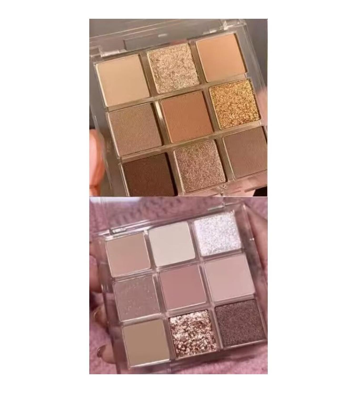 Lovelycat 9 Colors Glitter Eyeshadow Makeup Palette Matte High Pigmented Colorful Creamy Texture Eye Shadow Powder Natural Waterproof Long Lasting Eyeshadow Powder Cosmetics (gold+purple) - Buy Online on GoSupps.com