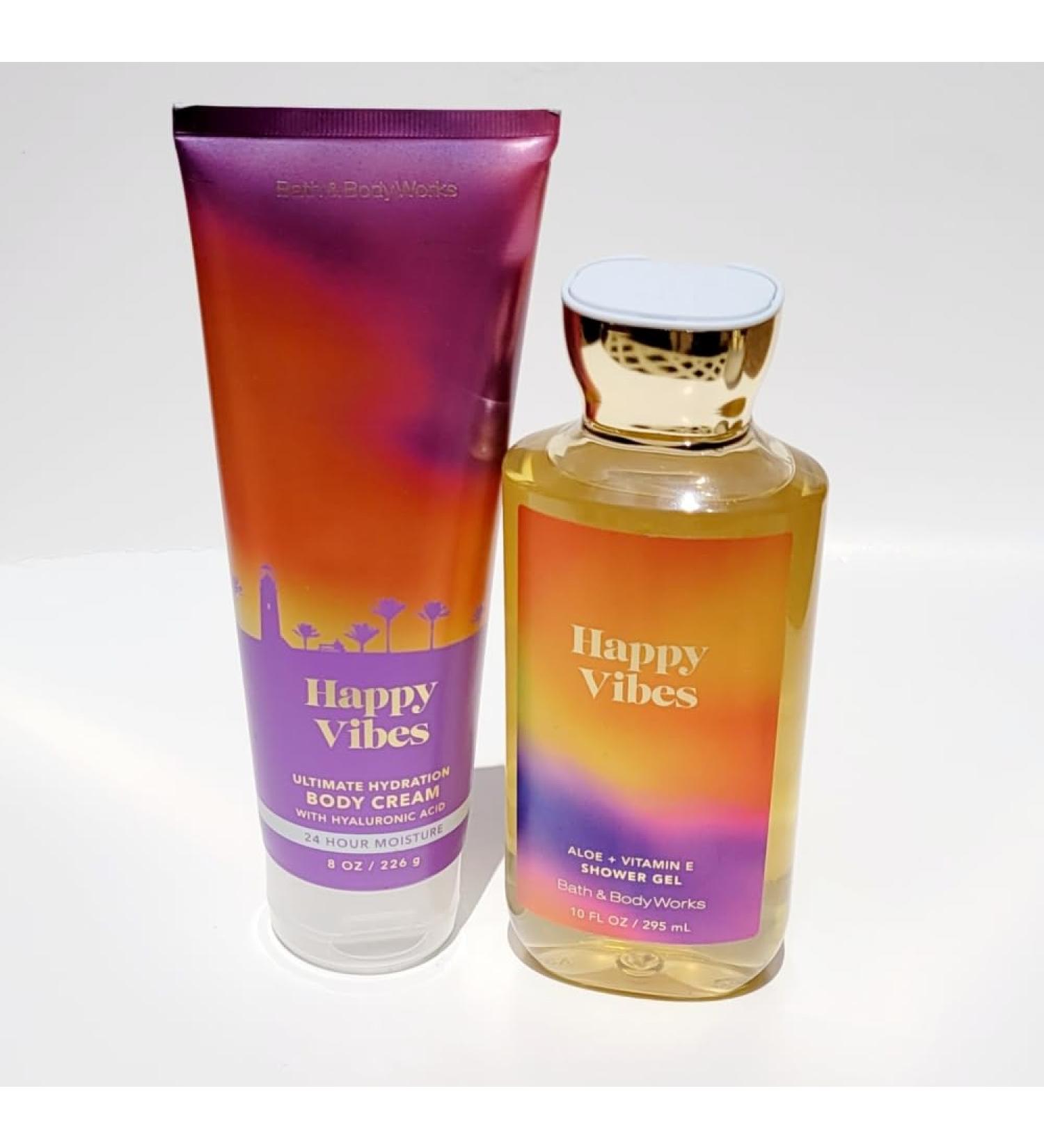 Bath and Body Works Happy Vibes Body Cream and Shower Gel Set