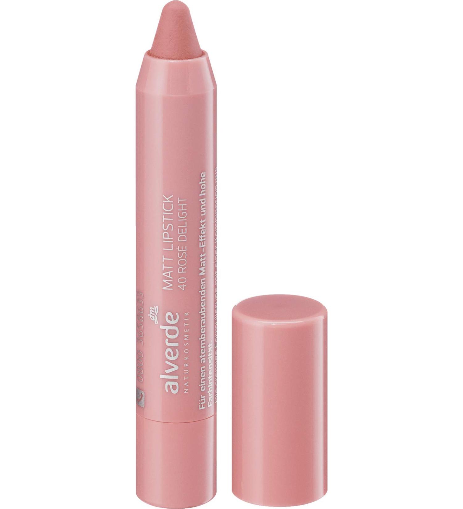 Alverde alverde NATURKOSMETIK Matte Lipstick Rose Delight Lipstick 40 1 x 3.7 ml