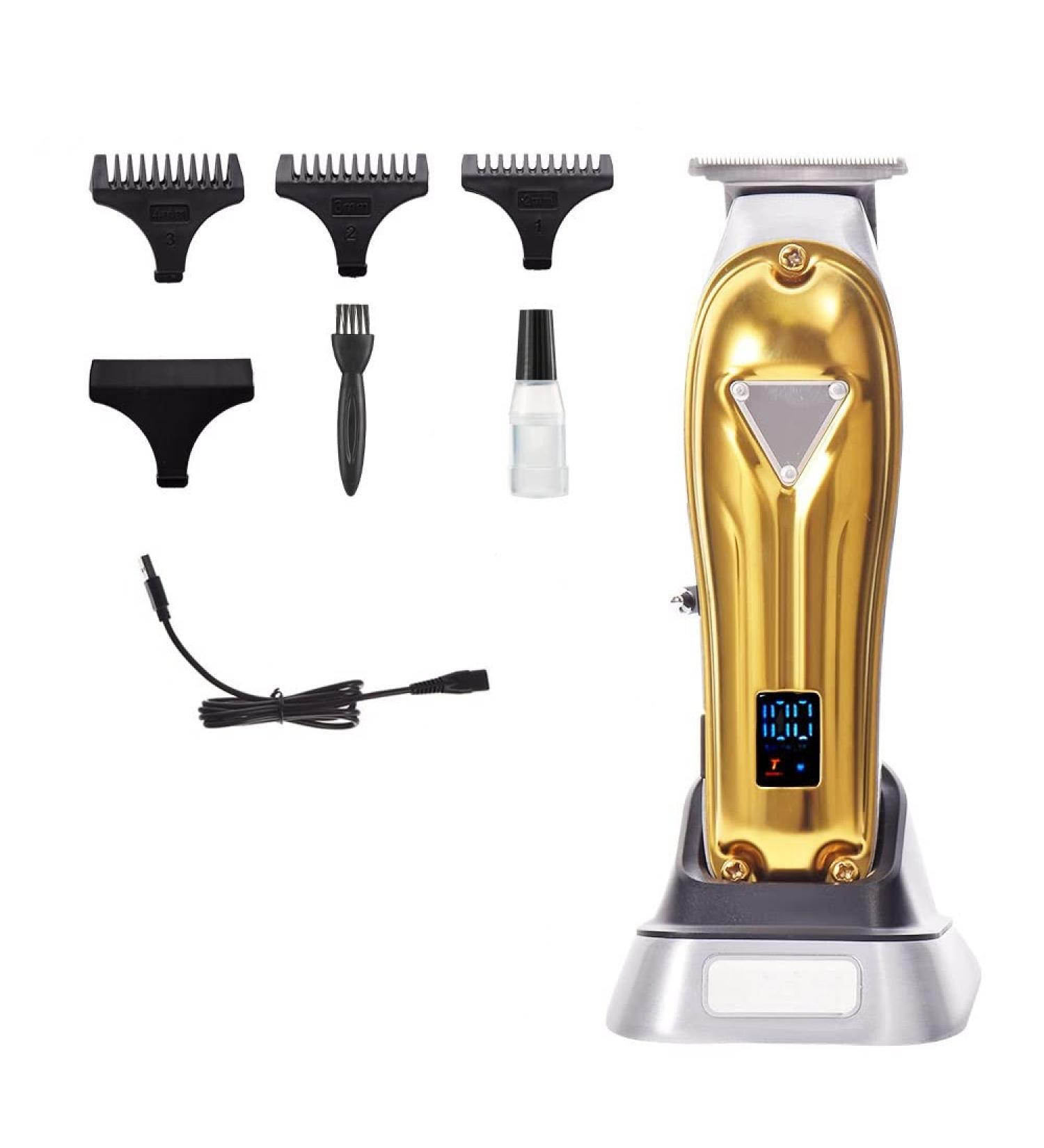 Professional Barber Scissors & Hair Clippers for Men - Full Metal Retro Electric Clippers with LCD Display in Gold - Buy Online on GoSupps.com