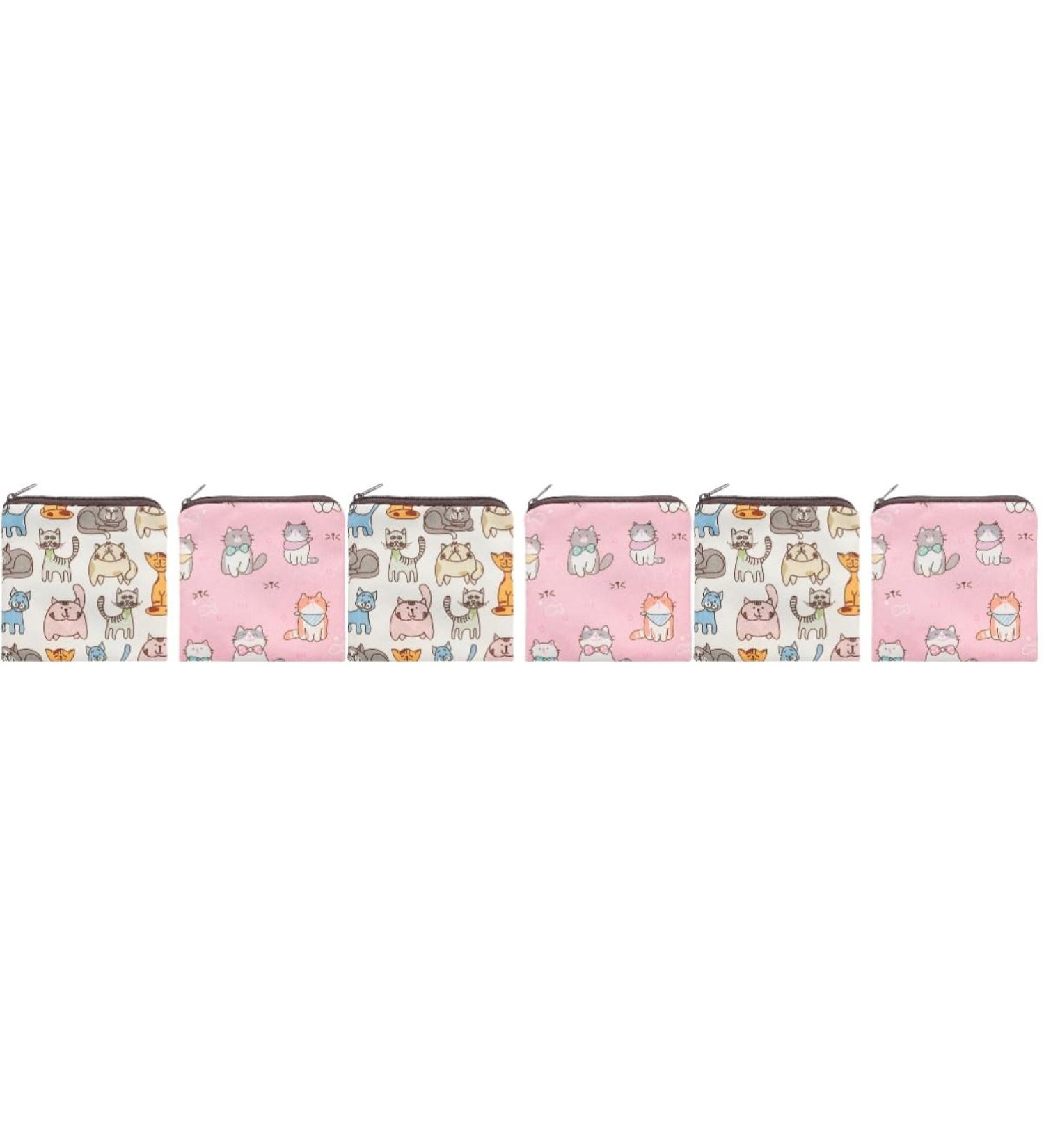 Portable Period Pocket Wallet - Healeved 6 STK Storage Bags for Women's Bandages & Hygiene | Cute Polyester Design - Ideal for Students - Buy Online on GoSupps.com