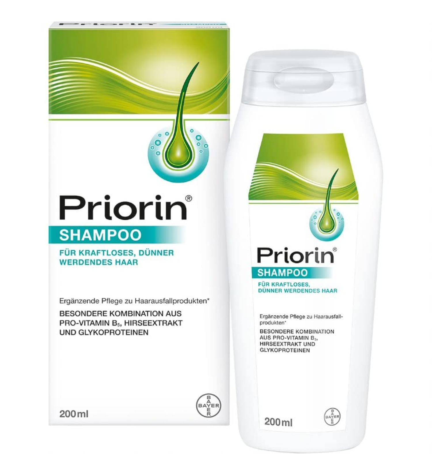 Bayer Priorin Shampoo for Hair Loss - 200ml/6.8oz - Dry and Normal Hair - Buy Online on GoSupps.com