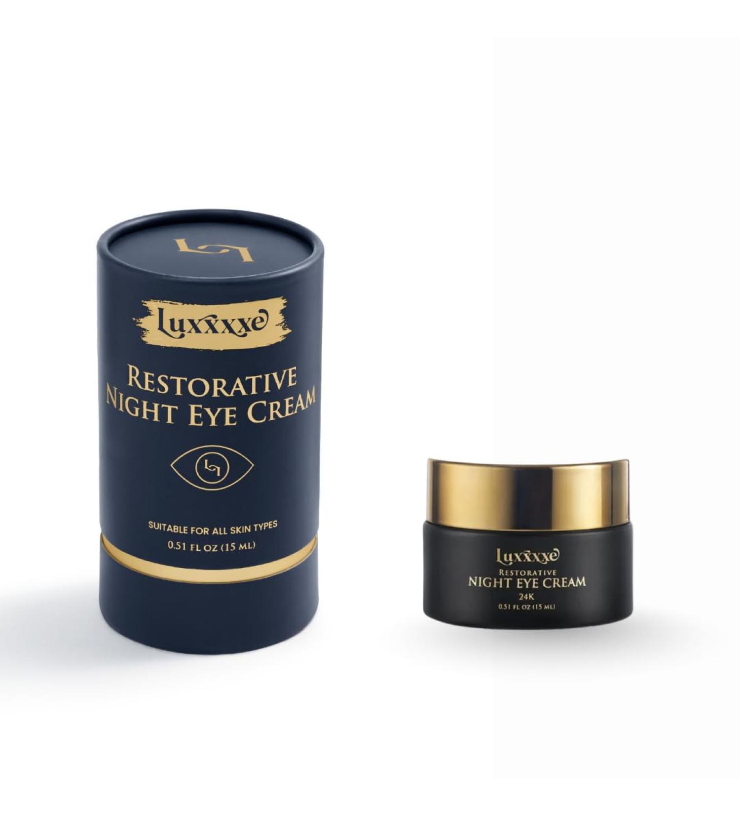 Luxxxxe Restorative Night Eye Cream 0.51 Fl Oz Anti-Aging Formula with Niacinamide Ceramides Hyaluronic Acid Paraben Free Unscented for All Skin Types - Buy Online on GoSupps.com