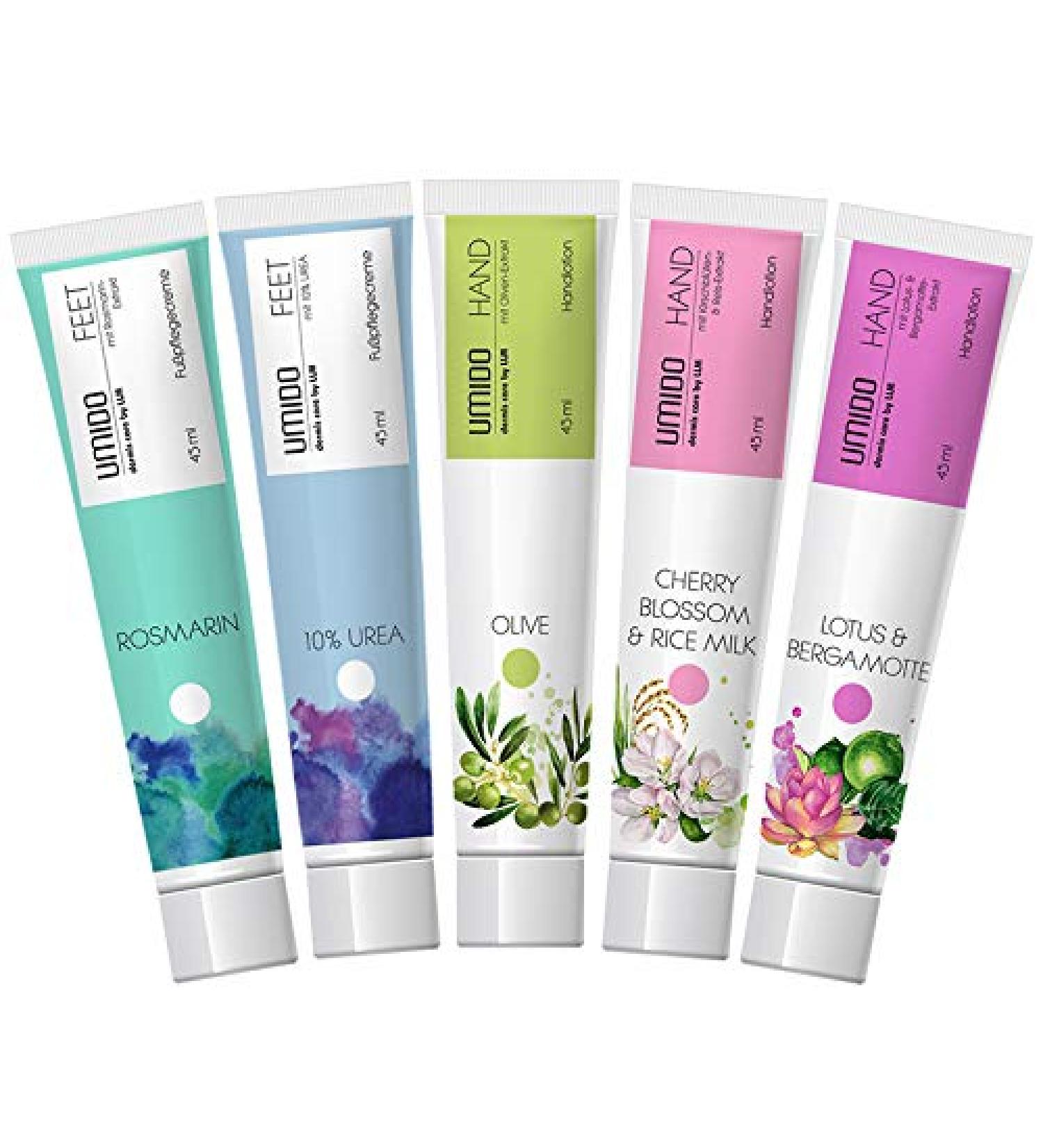 UMIDO 5-Piece Cosmetic Set | Foot Creams & Hand Lotions | 45ml | International Shipping - Buy Online on GoSupps.com