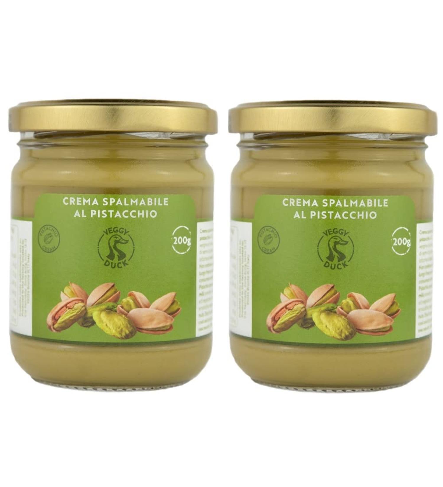 Veggy Duck - Sweet Pistachio Cream 400g (2 x 200g) | Gourmet Italian Artisan Cuisine | With 45% Mediterranean Pistachios | Ideal for breakfasts and desserts | 2 x 200g - Buy Online on GoSupps.com
