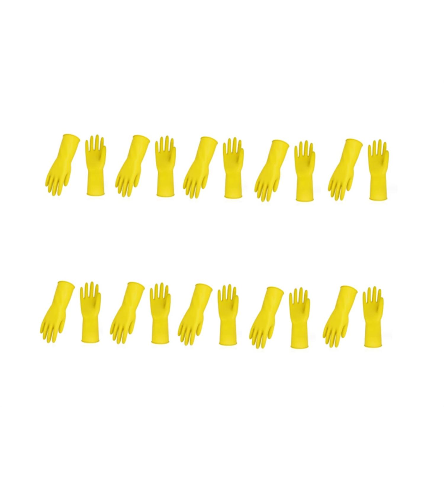 JXYFFS 10 Pairs Of Rubber Gloves (M Yellow) Kitchen Waterproof Household Dishwashing Gloves Reusable Rubber Gloves For Kitchen Cleaning JXYFFS0701 - Buy Online on GoSupps.com