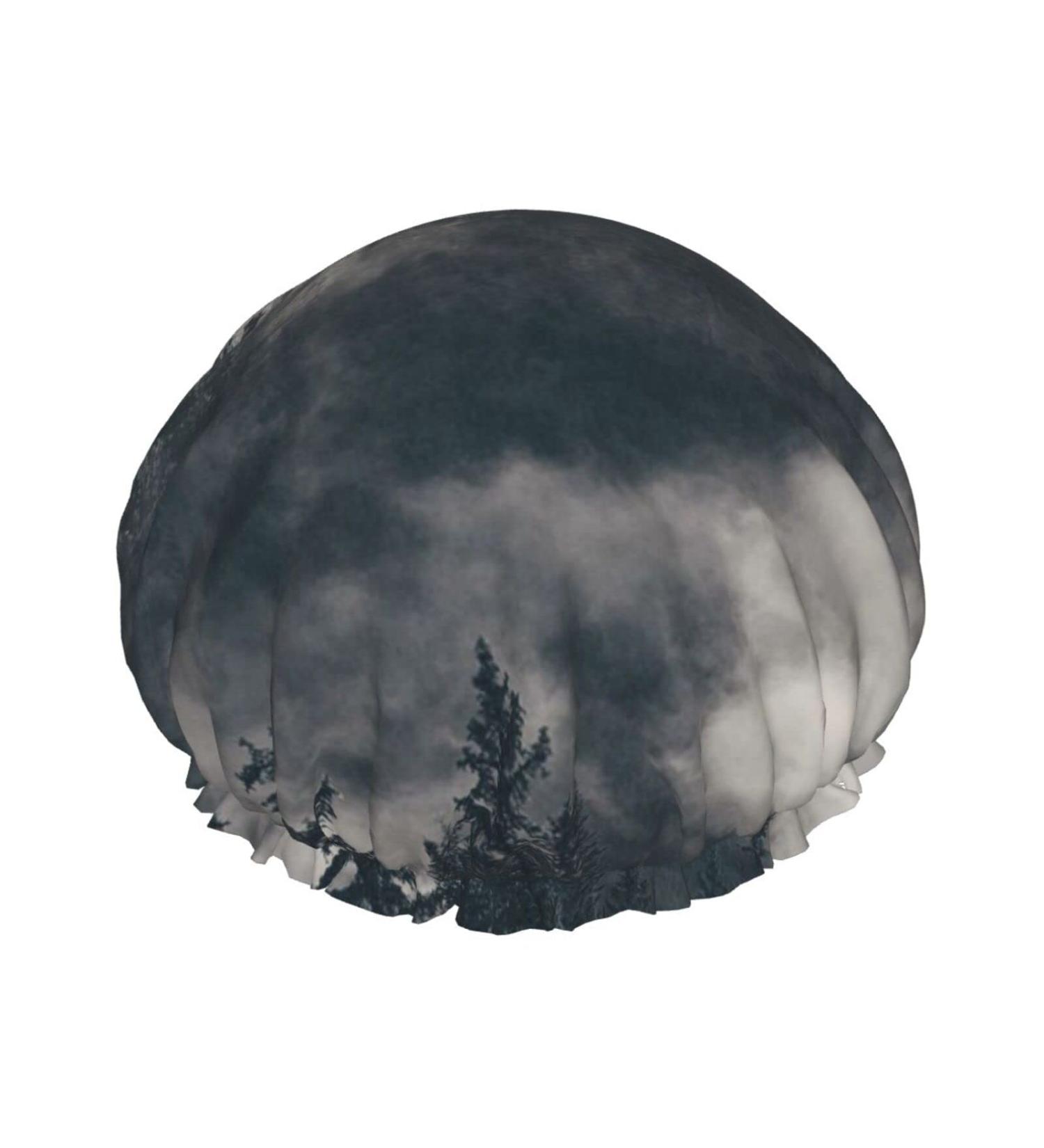 Foggy Mountains & Forest Printed Shower Cap - Waterproof & Fits All Head Sizes - Ideal for Women - Bath Cap for All Hair Textures - Buy Online on GoSupps.com
