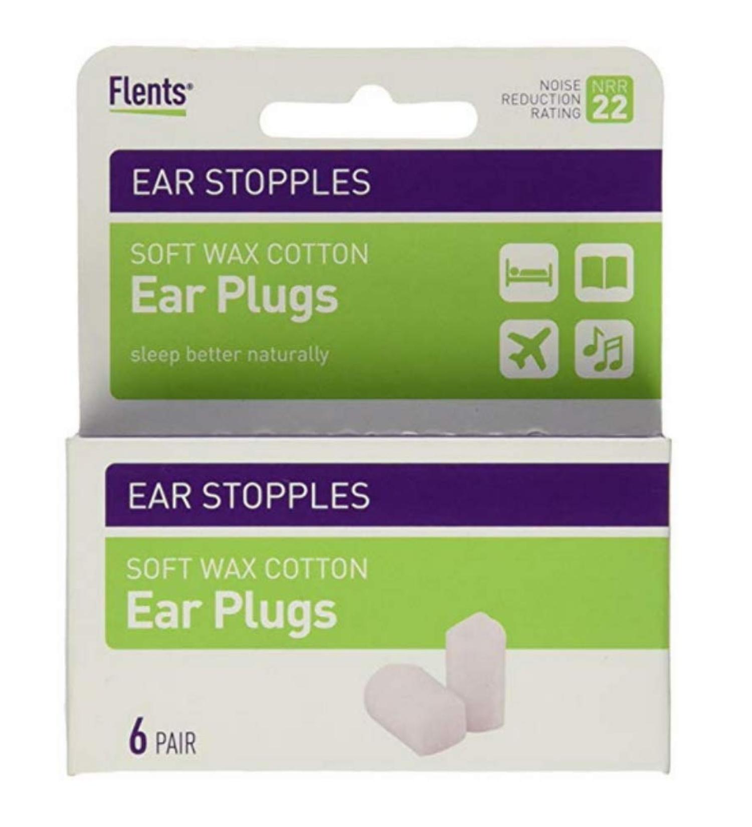 Flents Ear Stopples Wax-Cotton Ear Plugs 6 Pairs (Pack of 5)