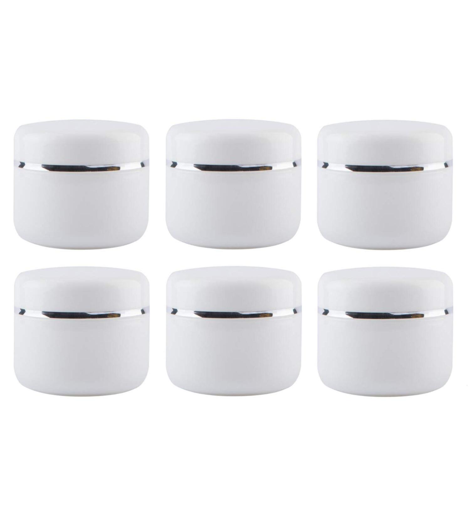 6-Pack 8 OZ White Plastic Cosmetic Containers with Liner & Dome Lid - Refillable Makeup Pots for Ointments Creams Scrubs & More - Buy Online on GoSupps.com