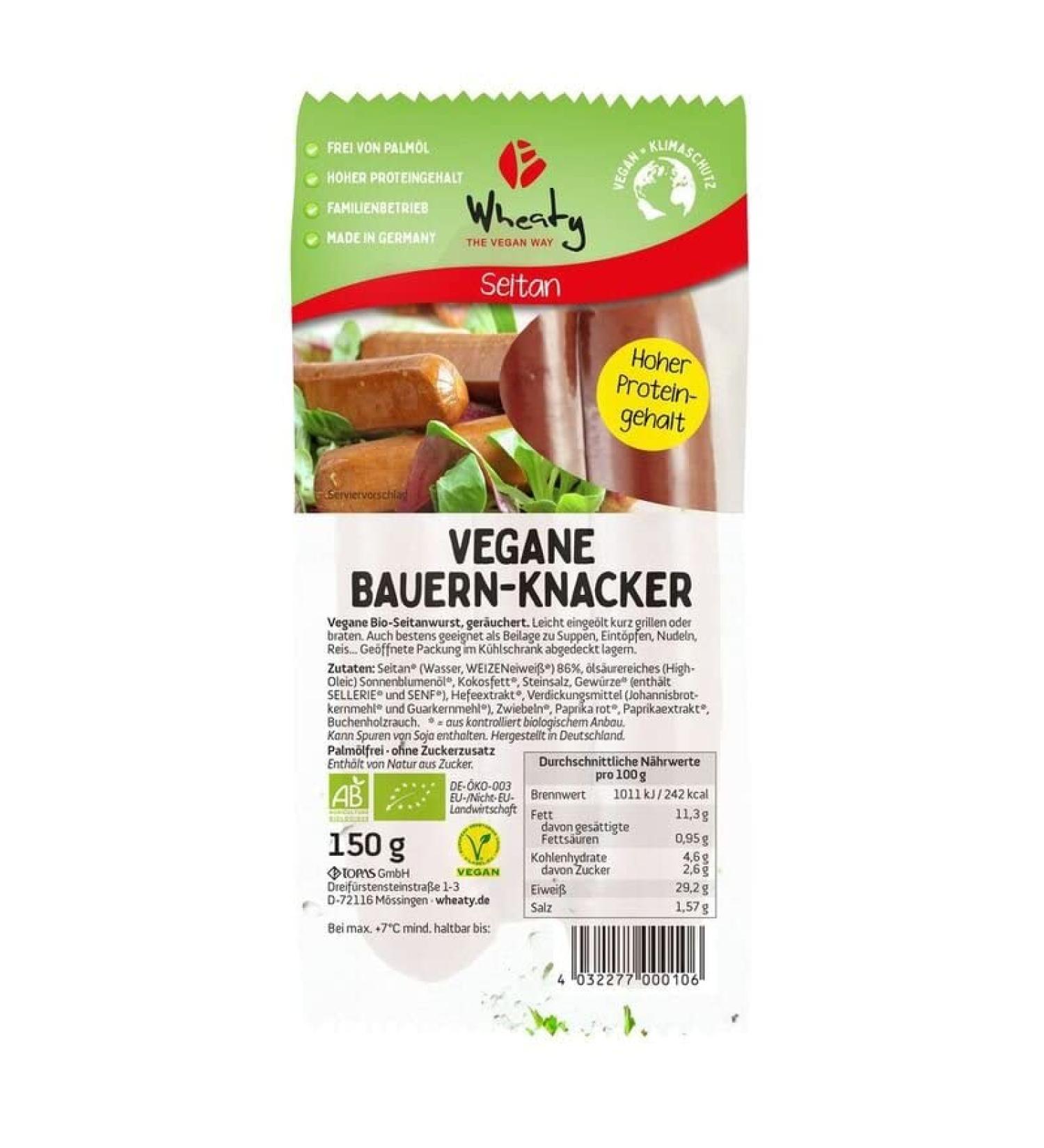 Wheaty Vegan Farmer's Knackers - Organic - 150g x 5-Pack of 5