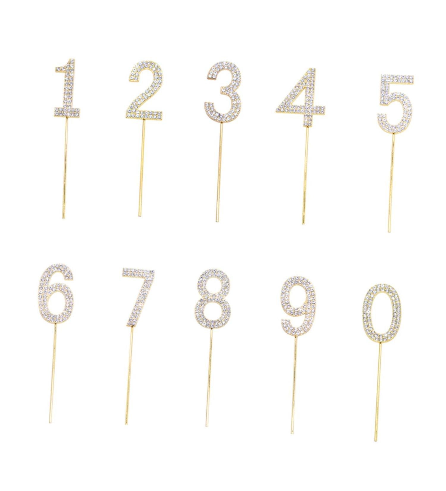 Alipis 10pcs Diamond-Studded Cupcake Toppers | Glitter Wedding & Birthday Cake Decor | Rhinestone Numbers 0-9 | Perfect for Celebrations - Buy Online on GoSupps.com