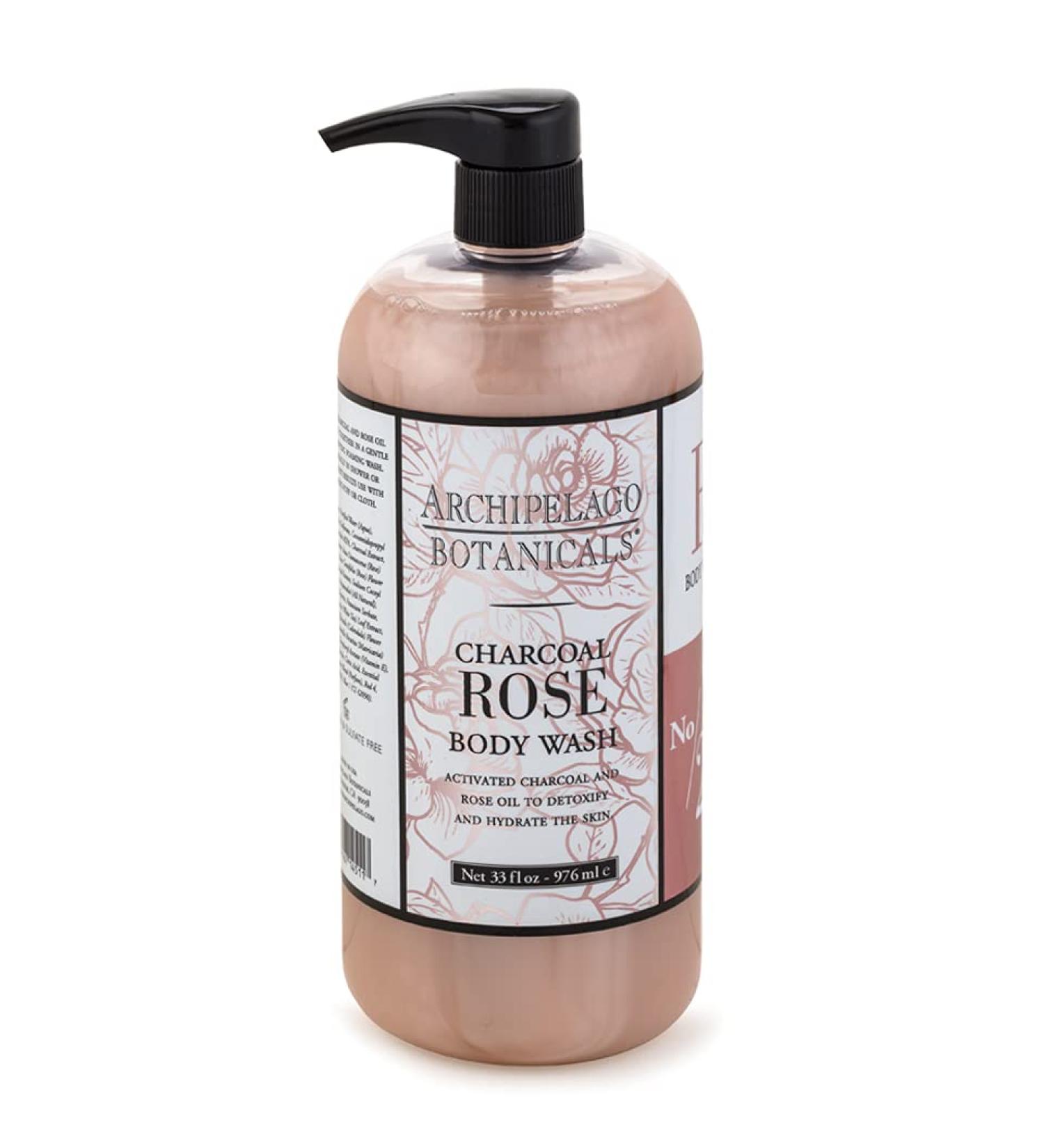 Archipelago Botanicals Charcoal Rose Body Wash - Hydrating Daily Cleanser (33 fl oz) - Buy Online on GoSupps.com