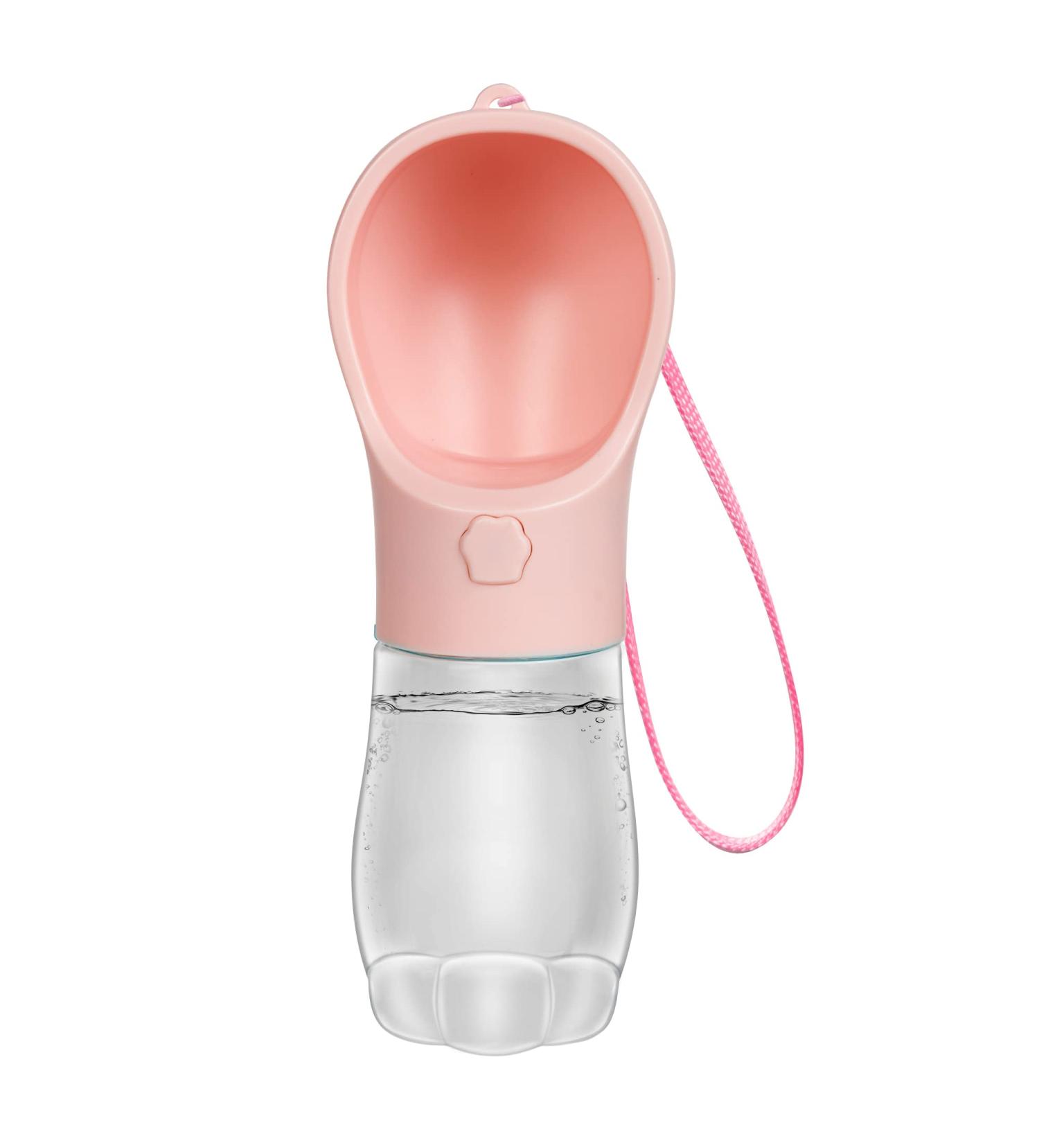 MAEXUS Dog Water Bottle | Portable Travel Bowl for Dogs | Leak Proof Puppy Dispenser | Outdoor Walking, Hiking | Food Grade | 12 Oz, Pink - Buy Online on GoSupps.com