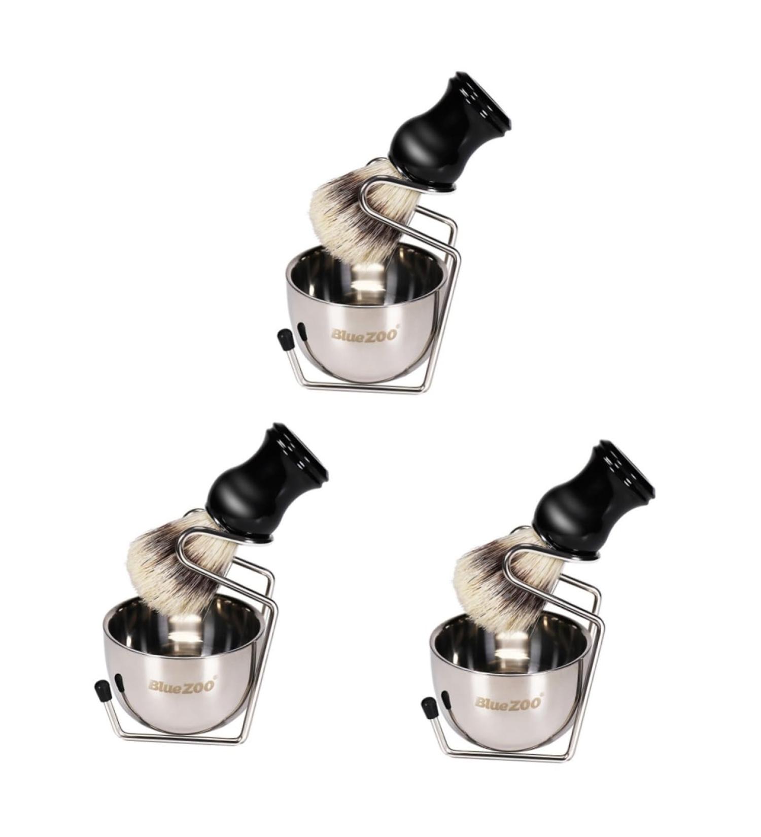 Minkissy Men's Grooming Set - 3 Razor Bowls Shoe Polisher Facial Cleaning Brushes for Suits | Premium Men's Care Essentials - Buy Online on GoSupps.com