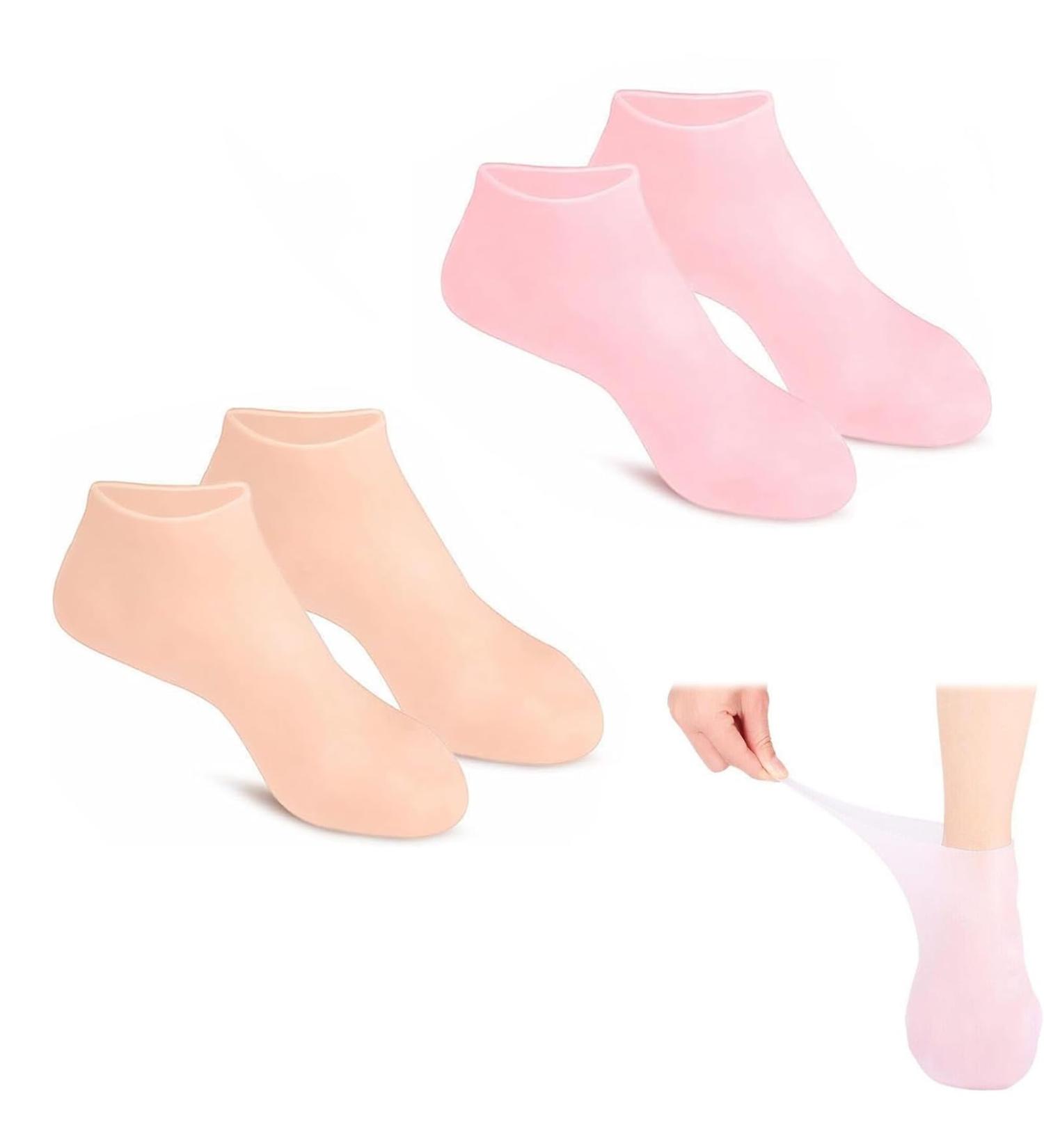 Silicone Moisturising Socks for Women - 2 Pack | Soft Gel Silicone Socks for Dry Cracked Feet | Foot Spa Pedicure Treatment - Buy Online on GoSupps.com