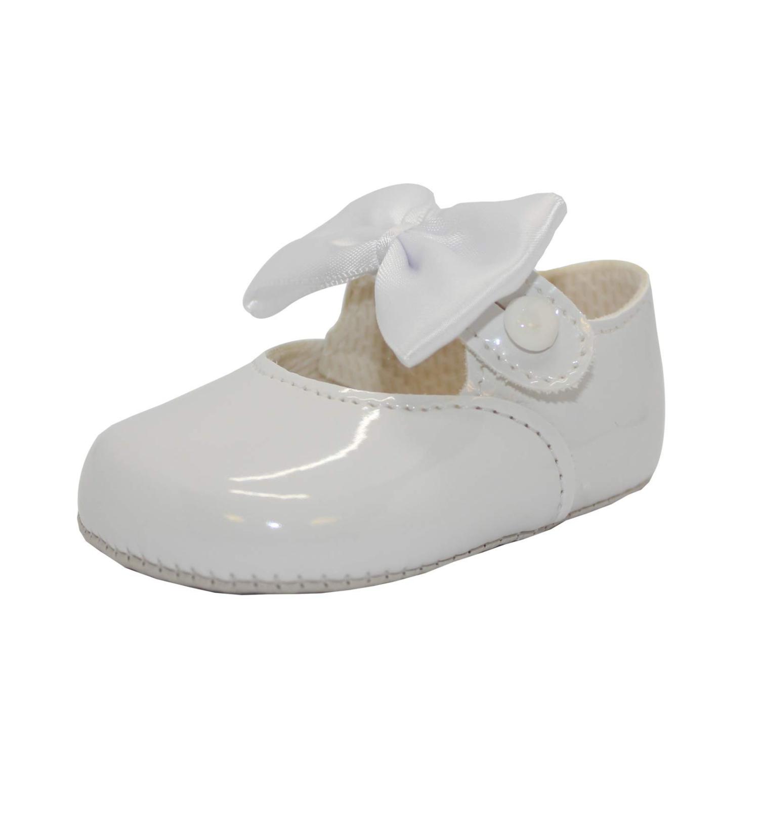 Baby Girls Pram Shoes: Soft Sole, Bow Button, Made in Britain - Size 1 UK Child (White) - Buy Online on GoSupps.com