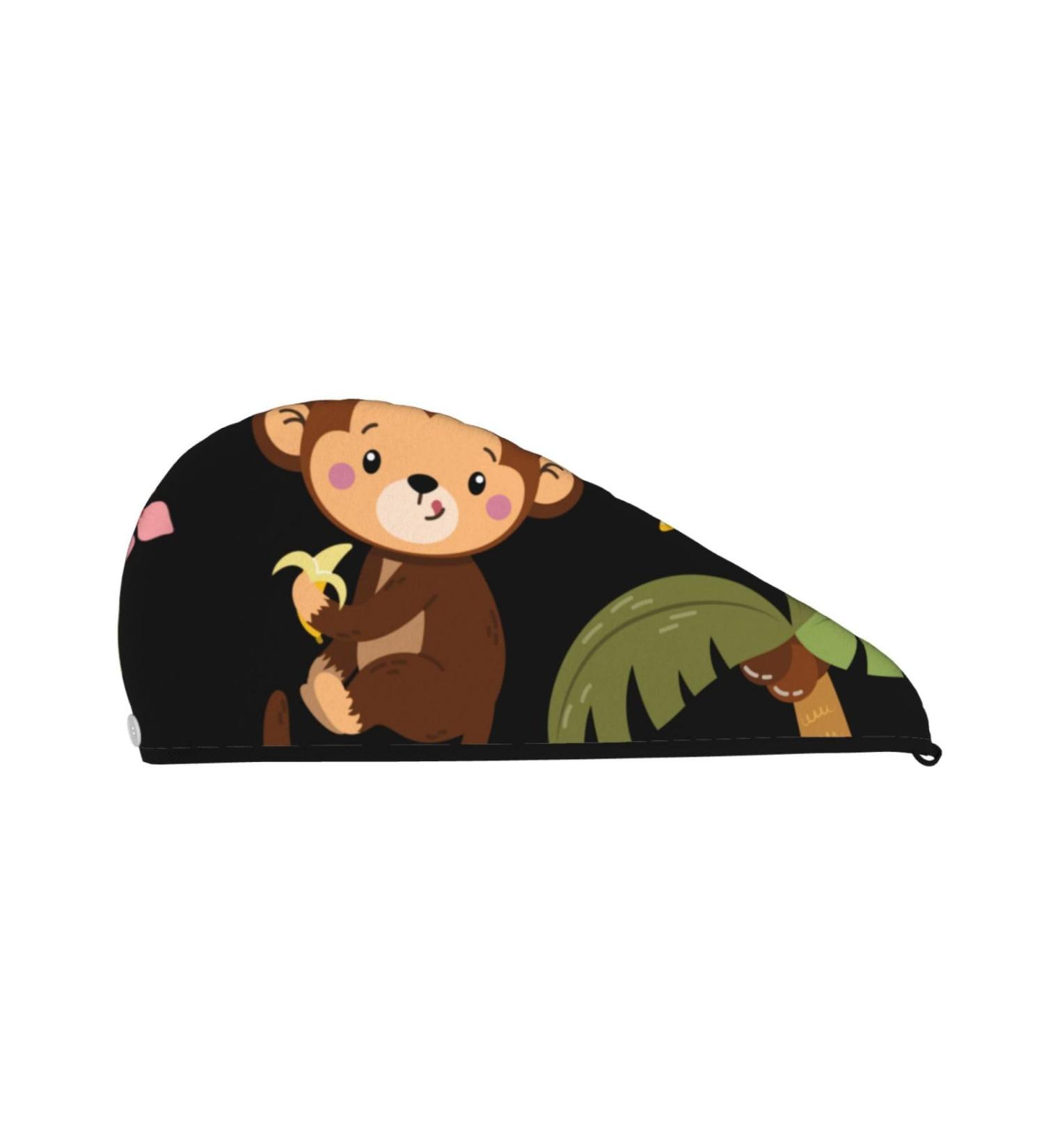 Buy Microfiber Hair Drying Cap - Monkeys Swinging from Palms | Soft Absorbent Towel Wrap for Quick Drying Curly Long & Thick Hair - Buy Online on GoSupps.com