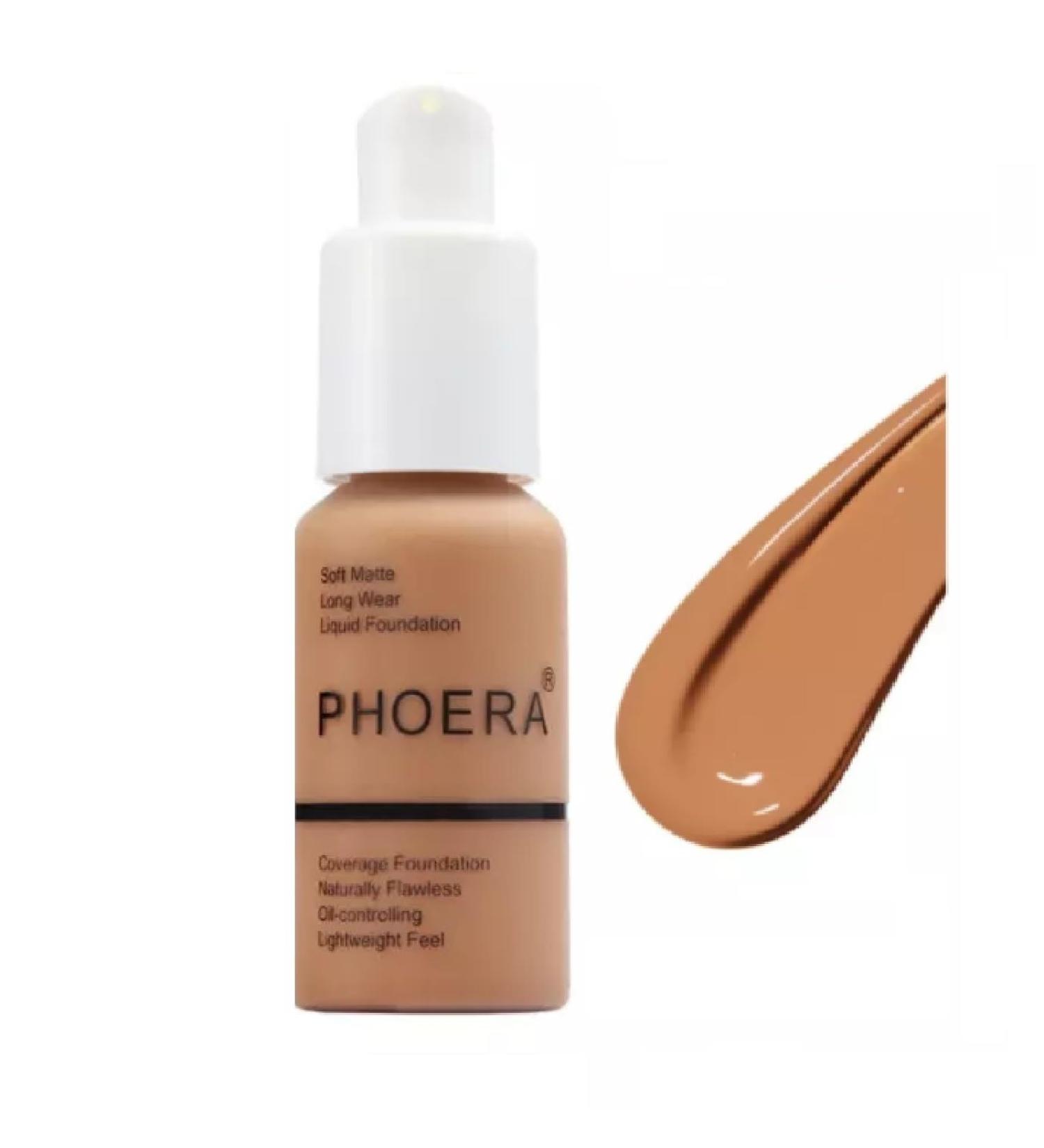 Phooera Fulll Coverage Liquid foundation Matte Finish Concealer Long wear 24hrs Oil Controlling Naturally Flawless Lightweigt Feel Buildable (108 TAN) - Buy Online on GoSupps.com