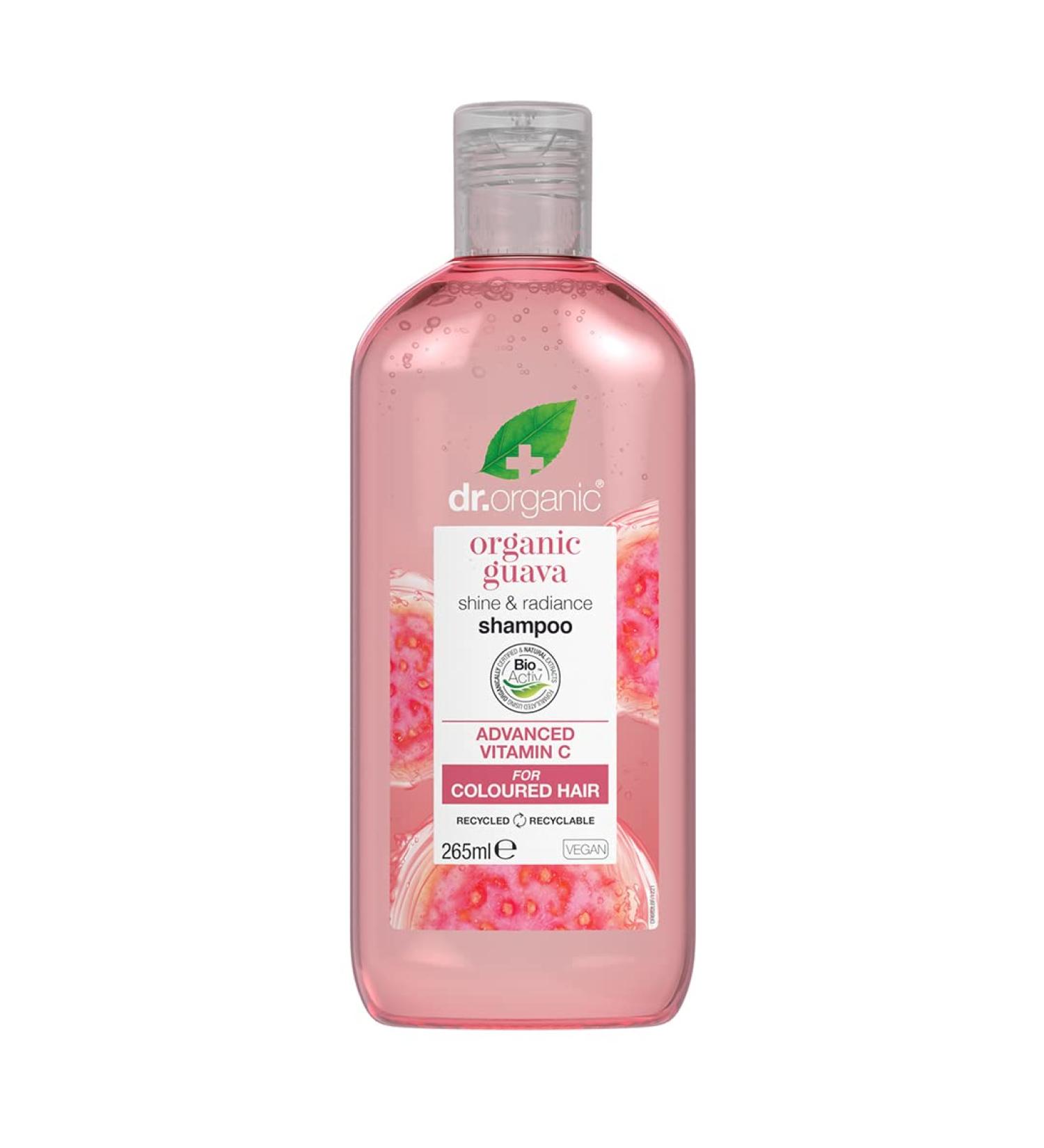 Dr Organic Guava Shampoo - Vitamin C - Natural & Vegan - Coloured Hair - Cruelty Free - Paraben & SLS Free - 265ml - Buy Online on GoSupps.com