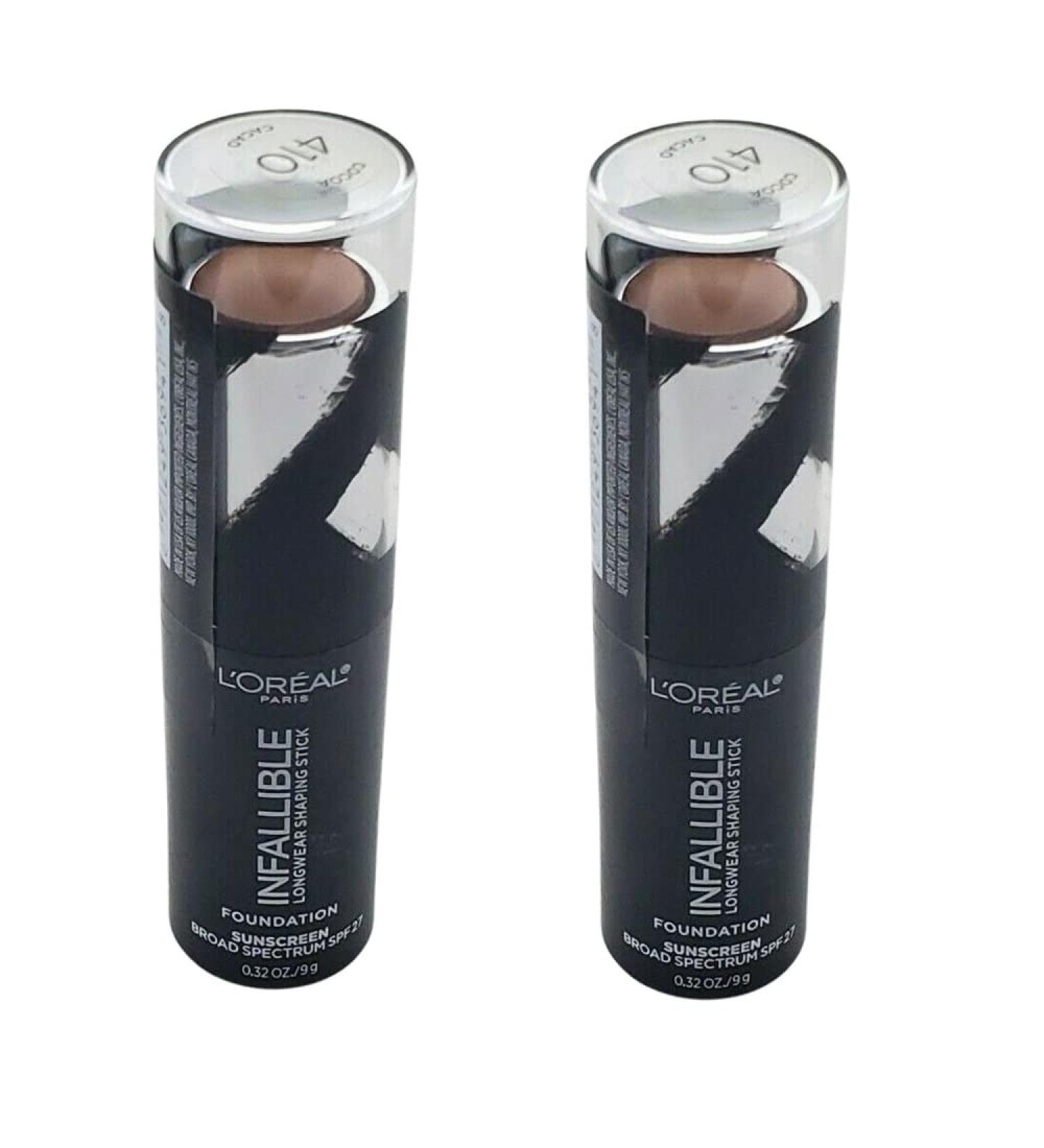 Pack of 2 L'oreal Paris Infallible Longwear Shaping Stick Foundation Cocoa 410 - Buy Online on GoSupps.com
