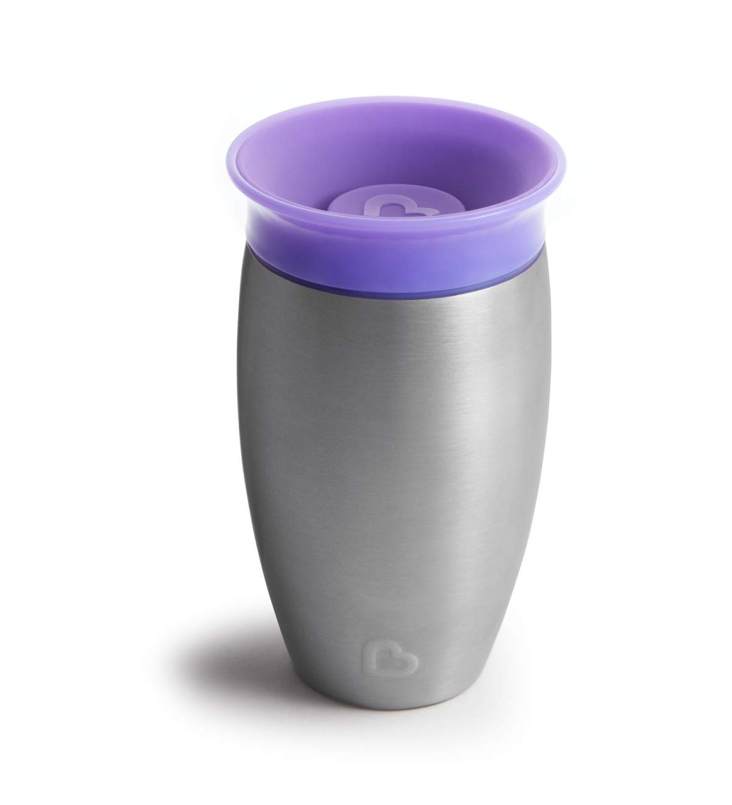 Munchkin Miracle 360 Stainless Steel Toddler Sippy Cup - BPA Free, Non Spill, Dishwasher Safe - 10oz Purple - Buy Online on GoSupps.com
