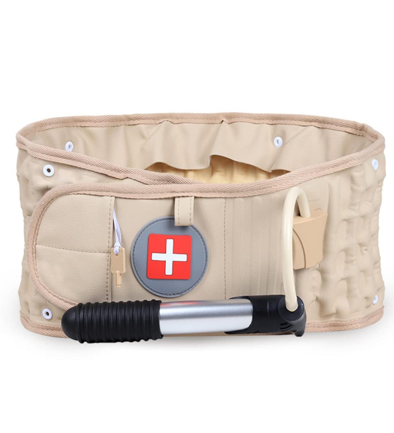 XJKLBYQ Adjustable Decompression Back Belt for Men | Khaki Spine & Lumbar Support | Fits 66-110 cm - Buy Online on GoSupps.com