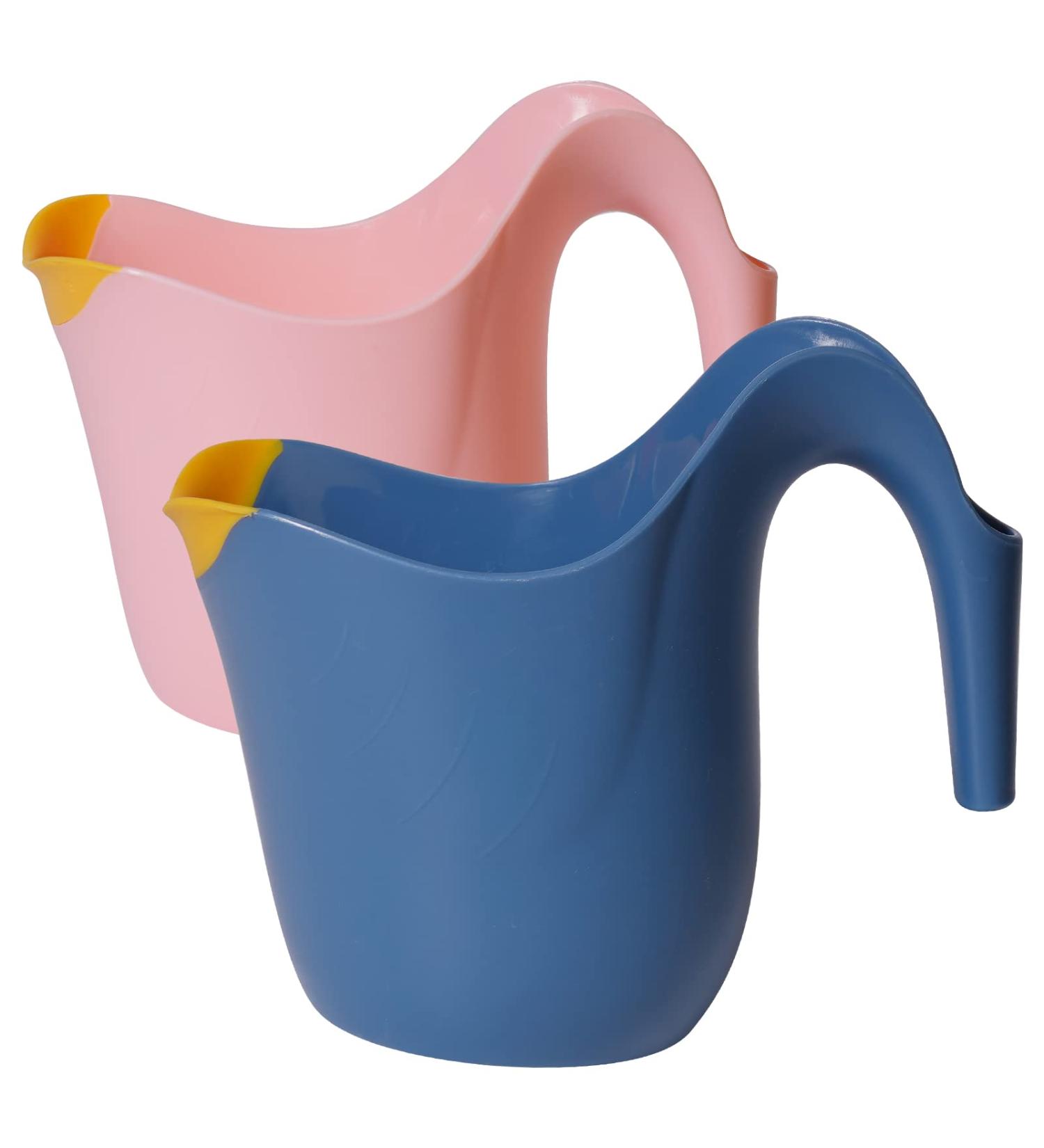 GanEn Bath Rinse Cup for Baby Cute Frog Shape Baby Bath Cup Hair Shampoo Rinser for Toddlers (Blue+Pink)