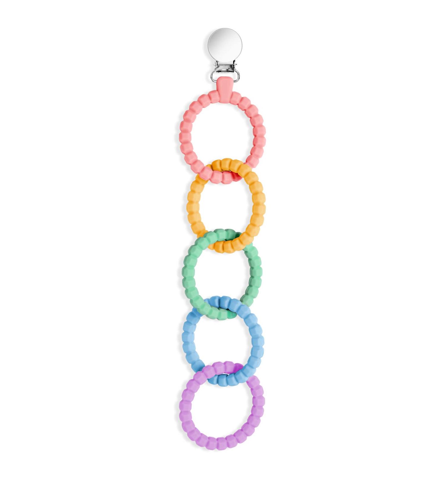 Vicloon Baby Teething Toy Set | Food Grade Silicone Teether Chew Toy for Babies 0-24 Months | Attachable Baby Teether Links in Pink Purple - Buy Online on GoSupps.com