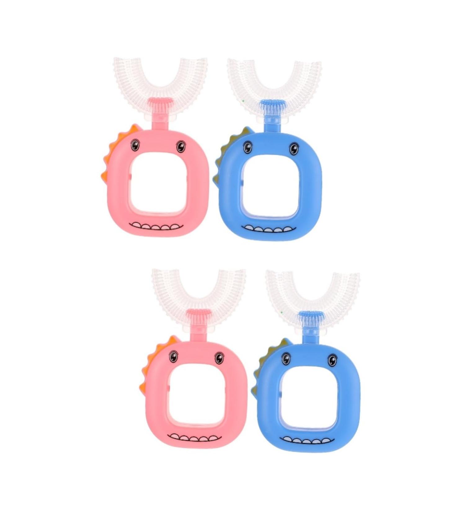 Partykindom 4-Piece U-Shaped Silicone Toothbrush Set for Kids Portable & Sweet Design for Baby Oral Care - Buy Online on GoSupps.com