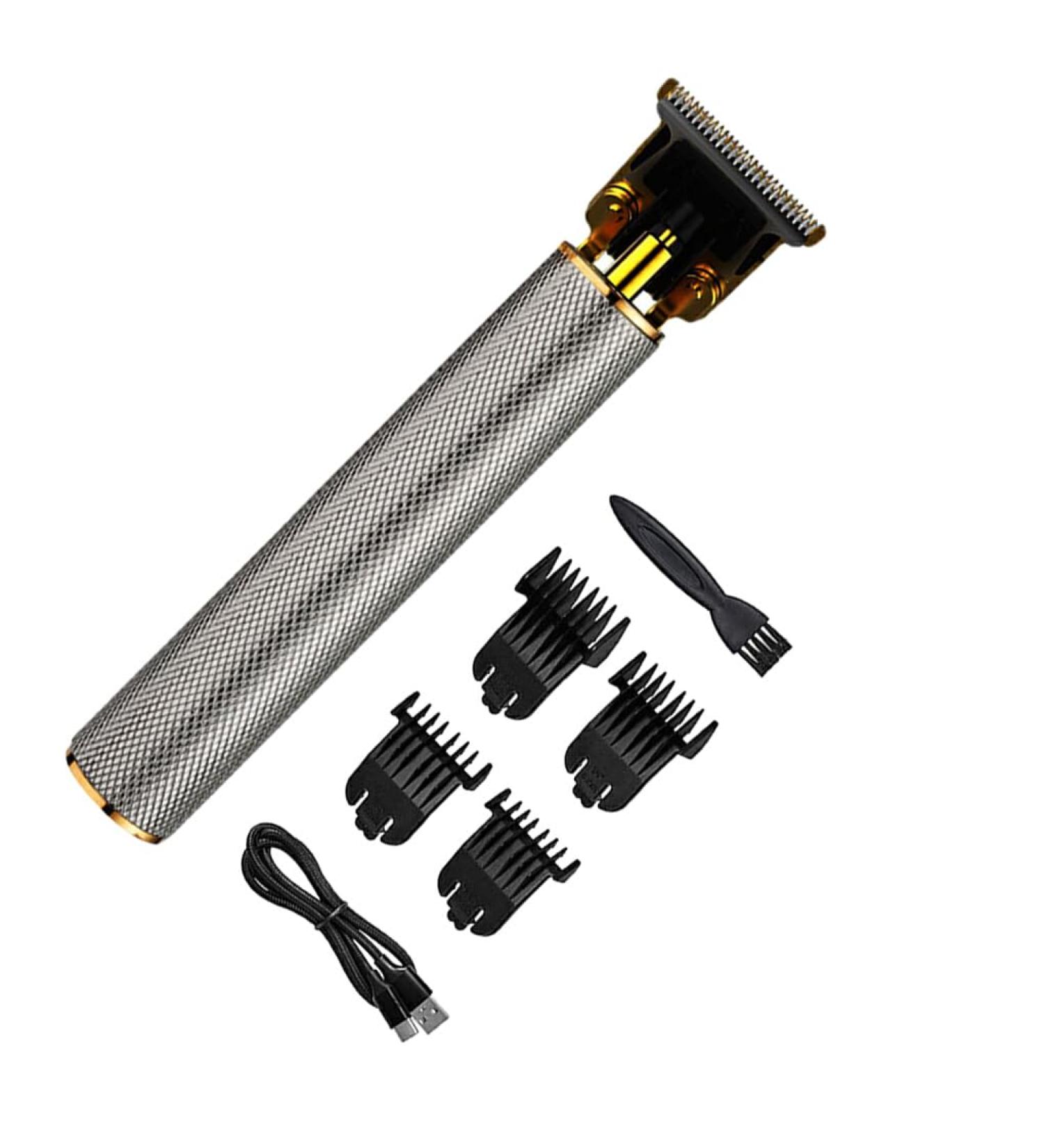 FIOERDTUIE USB Rechargeable Electric T-Blade Trimmer Cordless Powerful Motor Long Battery Life Detachable Blades Hair Cuttings Kit Silver - Buy Online on GoSupps.com