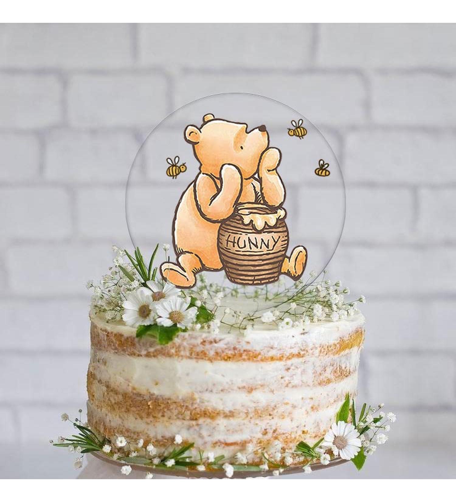 Winnie Cake Topper Welcome Baby Acrylic 5inch Cake Toppers Cupcake Toppers Classic The Pooh Baby Shower Decorations Winnie Birthday Party Supplies - Buy Online on GoSupps.com