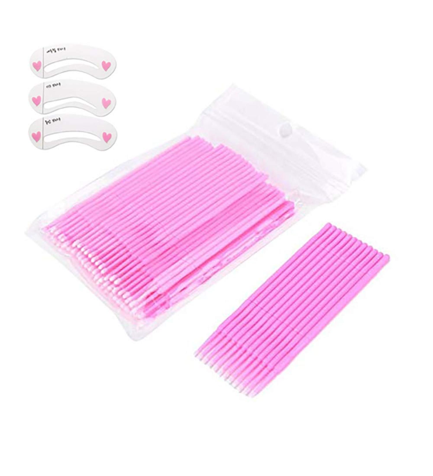 Coobbar 100pcs Micro Disposable Eyelash Extension Brushes - Durable Pink Mascara & Glue Cleaning Sticks for Women | International Shipping Available - Buy Online on GoSupps.com