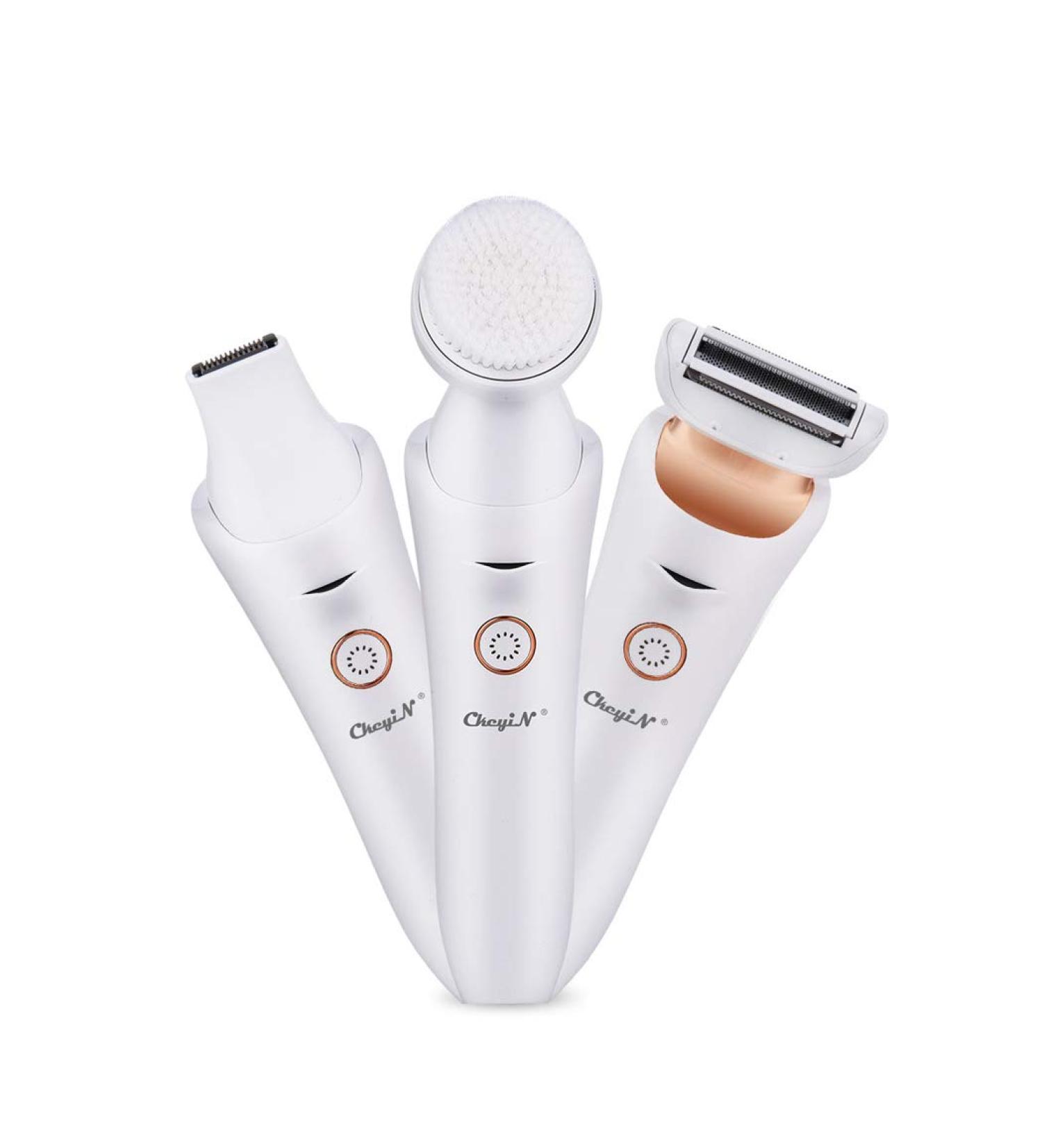 3-in-1 Women's Electric Razor | USB Rechargeable Cordless Hair Remover and Trimmer by CkeyiN | Ideal for Legs, Bikini Line, and Underarms | Wet and Dry Shaving | Painless Results - Buy Online on GoSupps.com